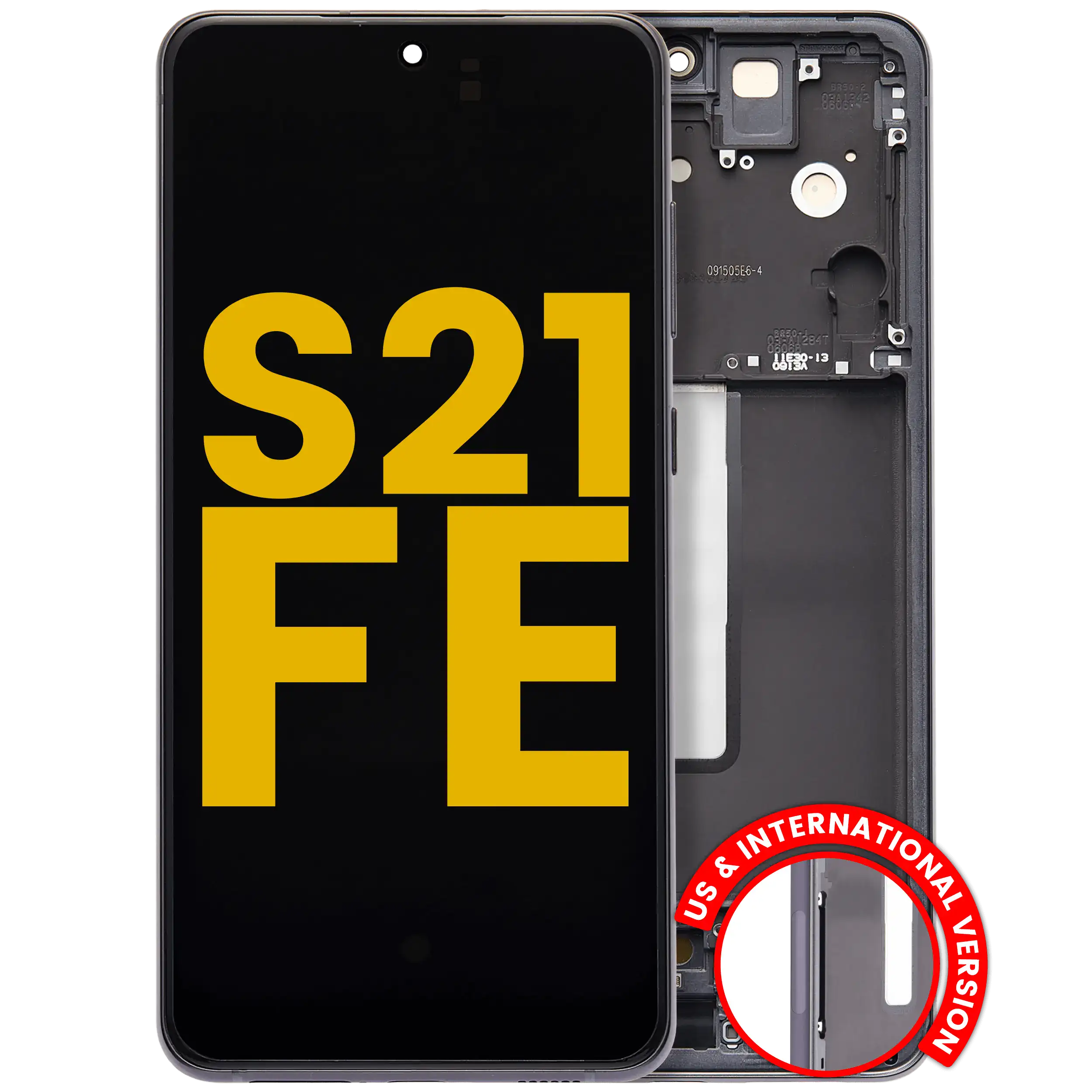OLED-Display mit Rahmen für Samsung Galaxy S21 FE, Refurbished, Graphite