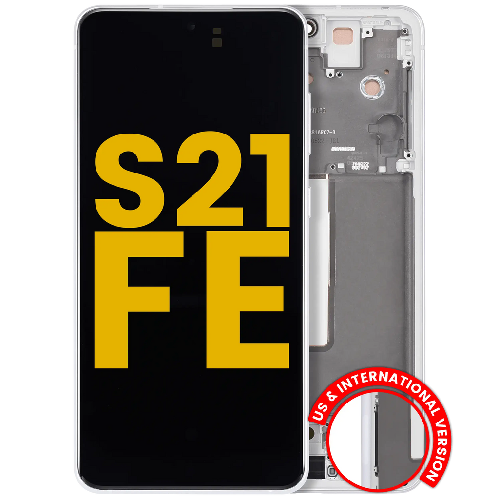 OLED-Display mit Rahmen für Samsung Galaxy S21 FE 5G (US & International) (Refurbished) (Weiß)