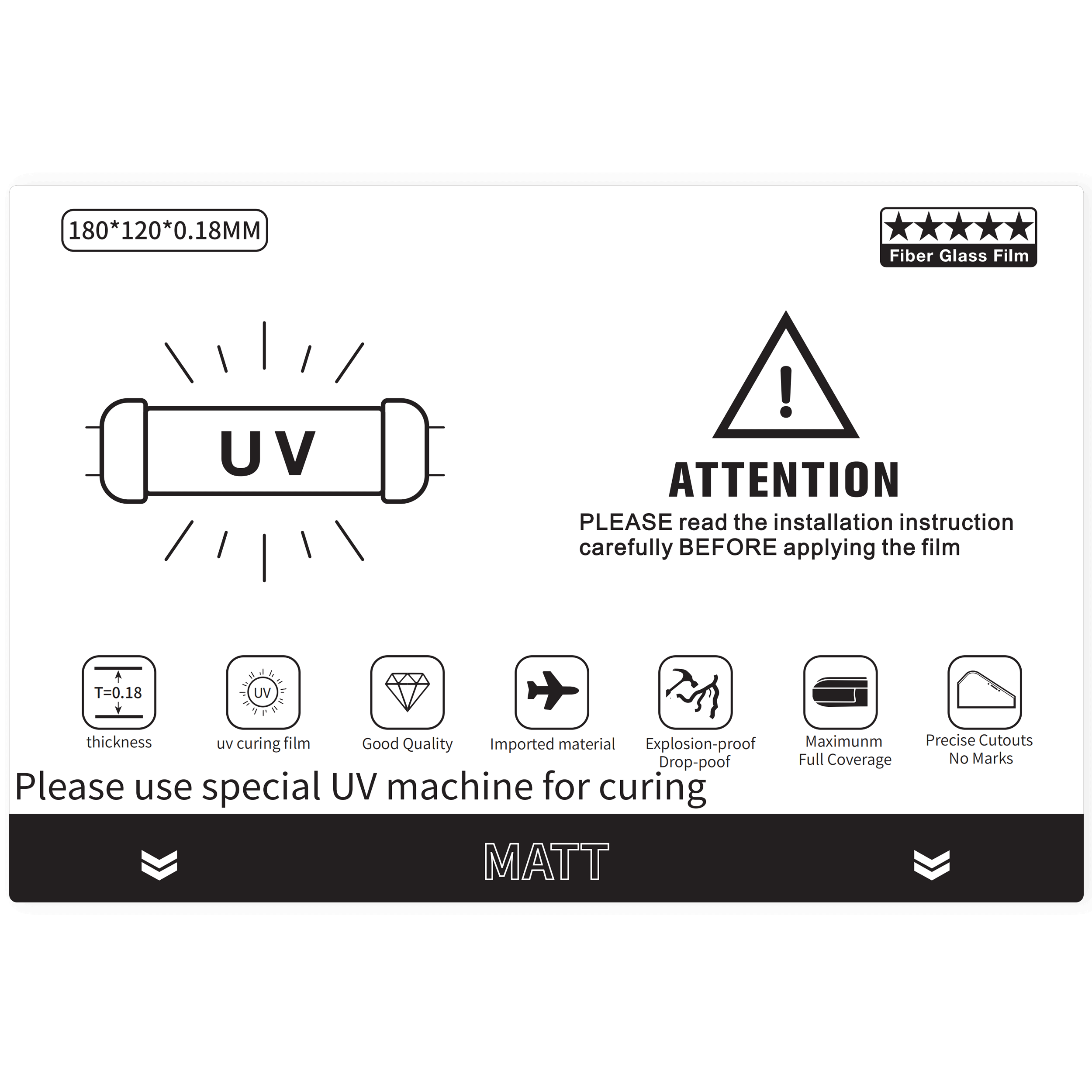 UV Matt Pro Schutzfolie 120×180 mm (10er-Pack)