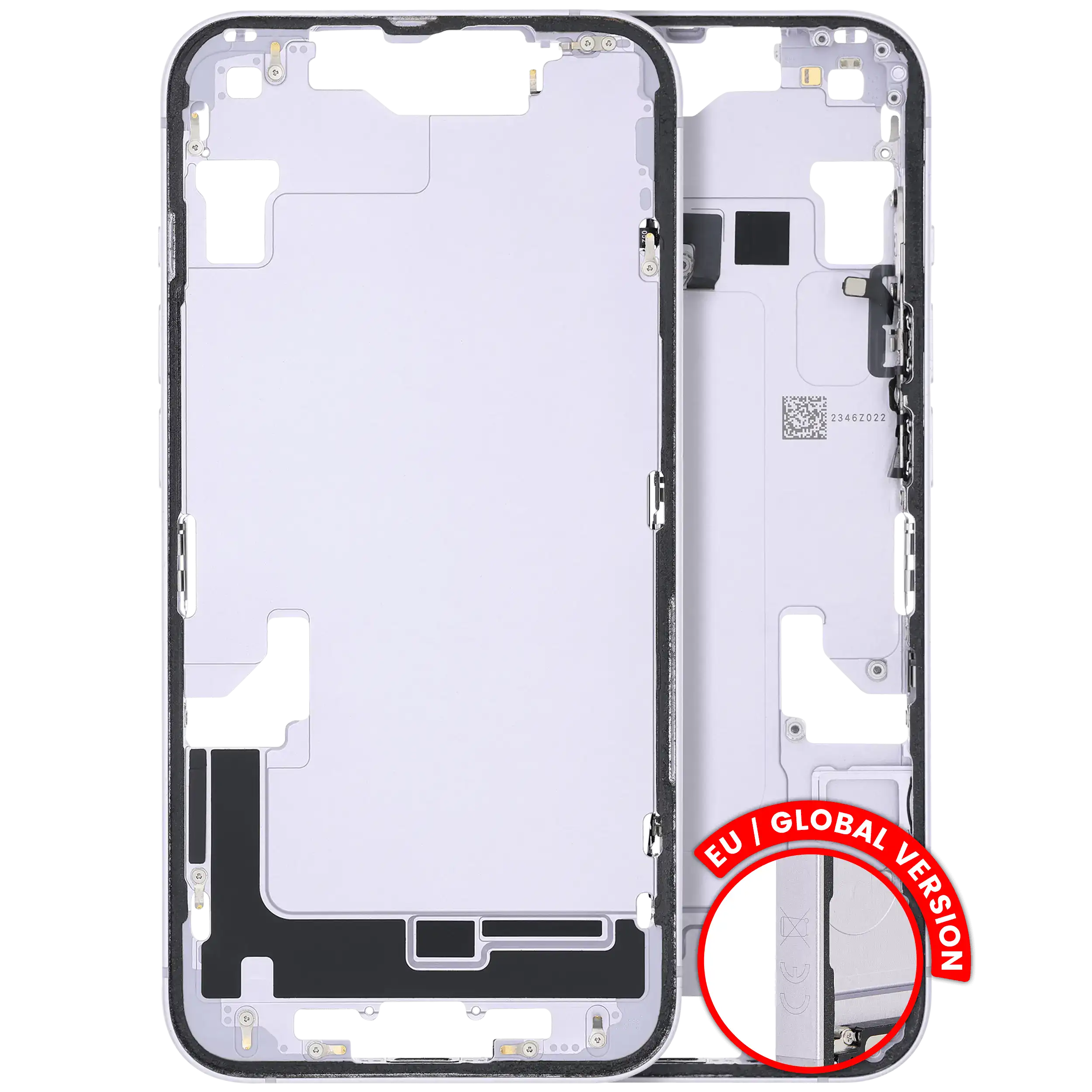 Midframe/Frame with Small Parts for iPhone 14 (EU/Global Version) (Used OEM, Quality C) (Purple)