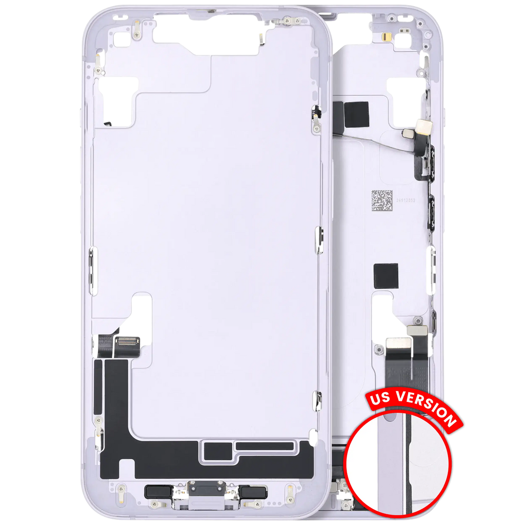 Midframe/Frame with Charging Port Flex and Small Parts for iPhone 14 (US Version) (Quality A) (Purple)