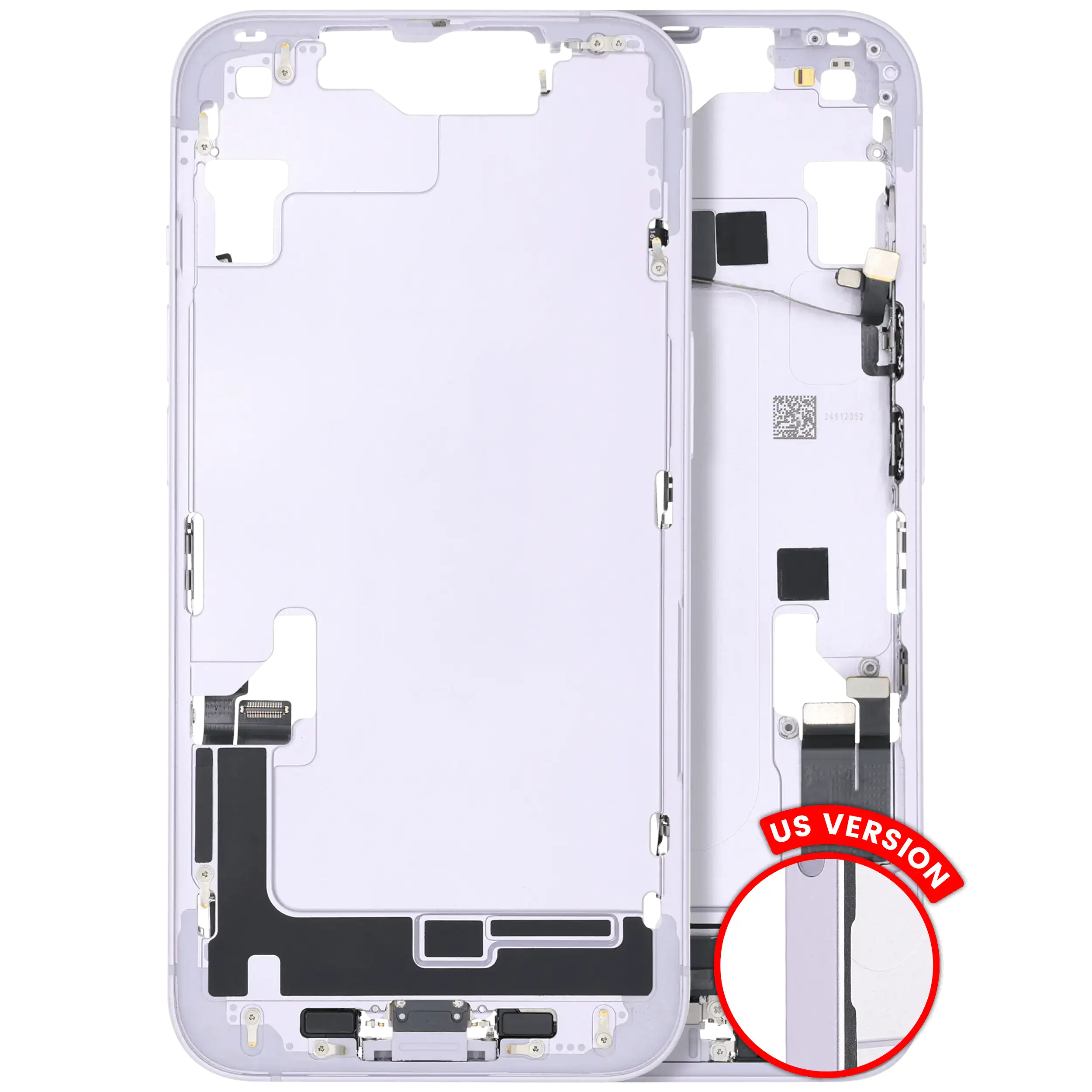 Midframe/Frame with Charging Port Flex and Small Parts for iPhone 14 (US Version) (Quality A) (Purple)