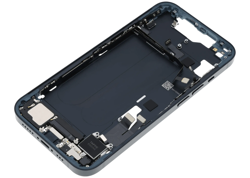 Midframe/Rahmen m. Ladeb. Flex & Kleinteile f. iPhone 14 Midnight OEM Pull C