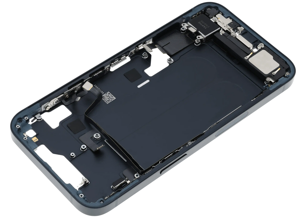 Midframe/Rahmen m. Ladeb. Flex & Kleinteile f. iPhone 14 Midnight OEM Pull C