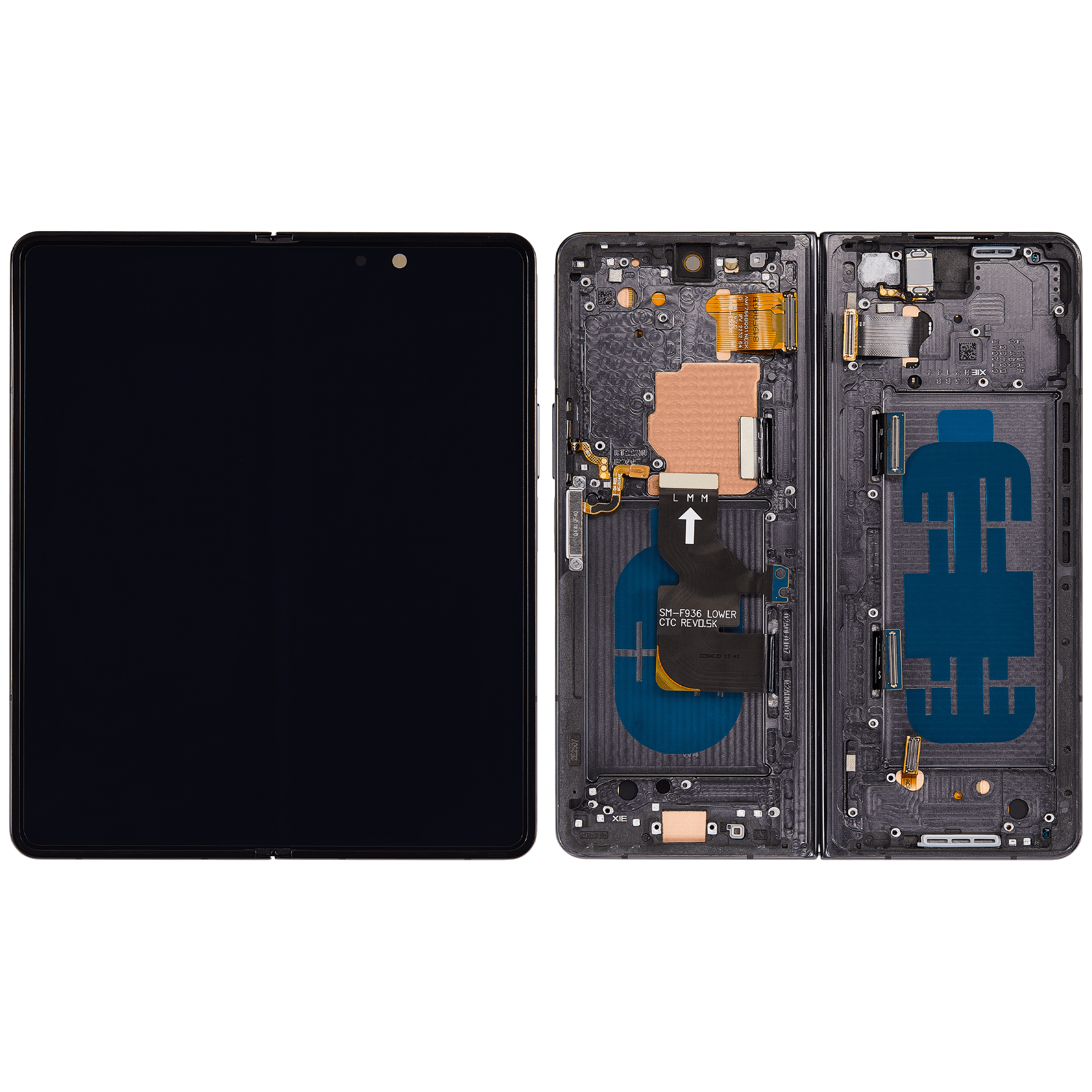 Innen OLED-Display mit Rahmen Samsung Z Fold4 Schwarz Refurbished