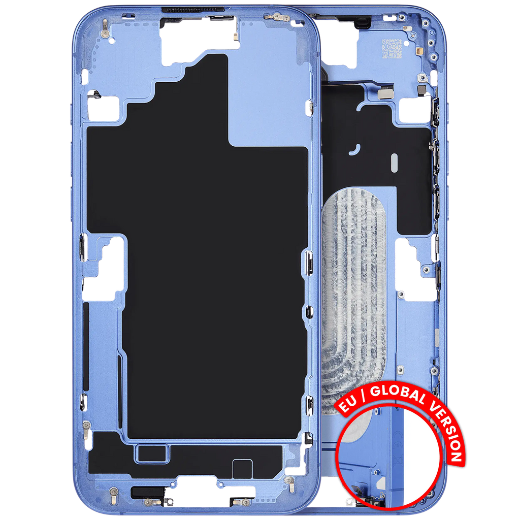 Midframe/Frame with Small Parts for iPhone 16 Plus (EU / Global Version) (Used OEM Pull, Quality C) (Ultramarine)