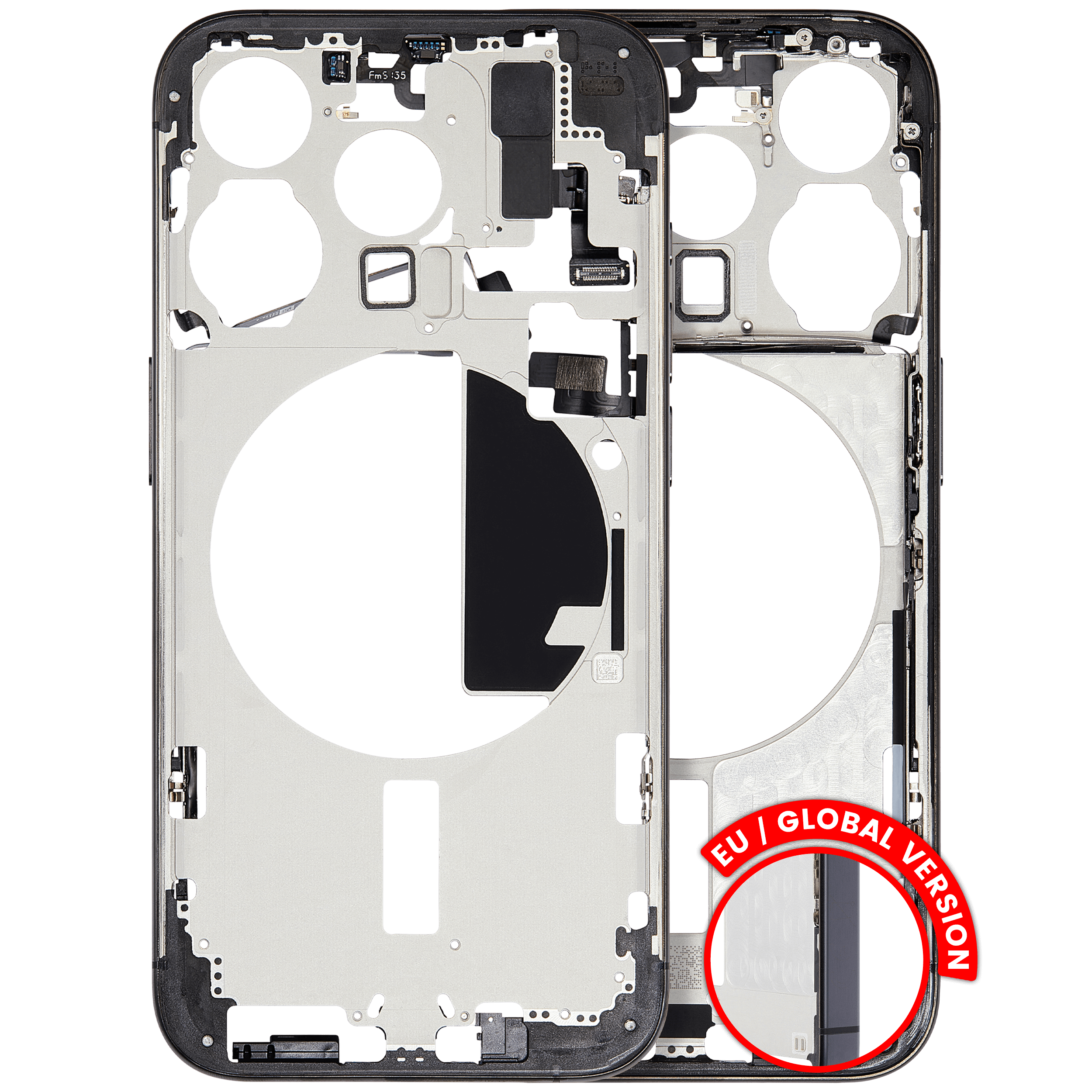 iPhone 15 Pro Midframe/Rahmen m. Kleinteilen Schwarz Titanium OEM Pull B