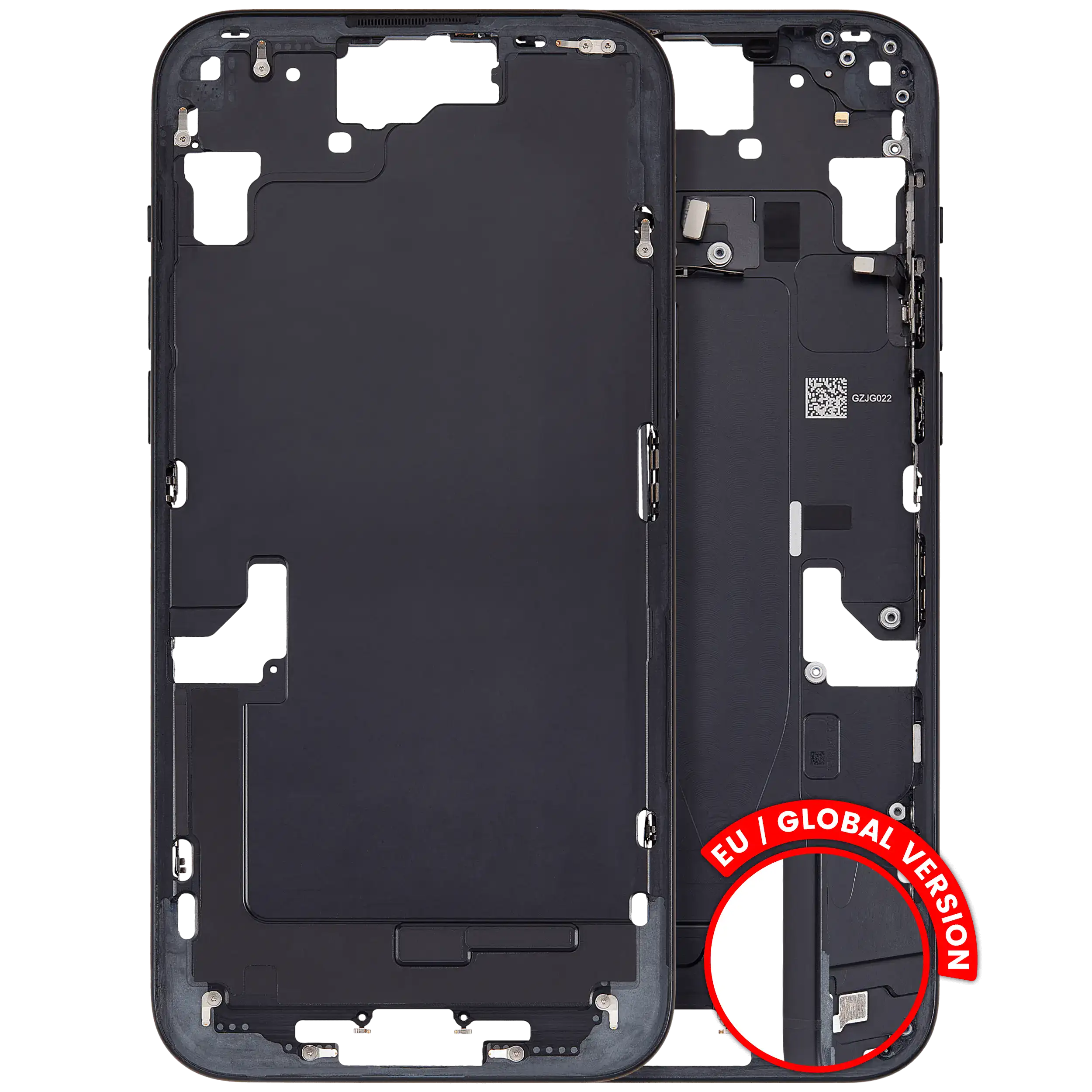 Midframe/Frame with Small Parts for iPhone 15 Plus (EU/Global Version) (Used OEM Removal, C Grade) (Black)
