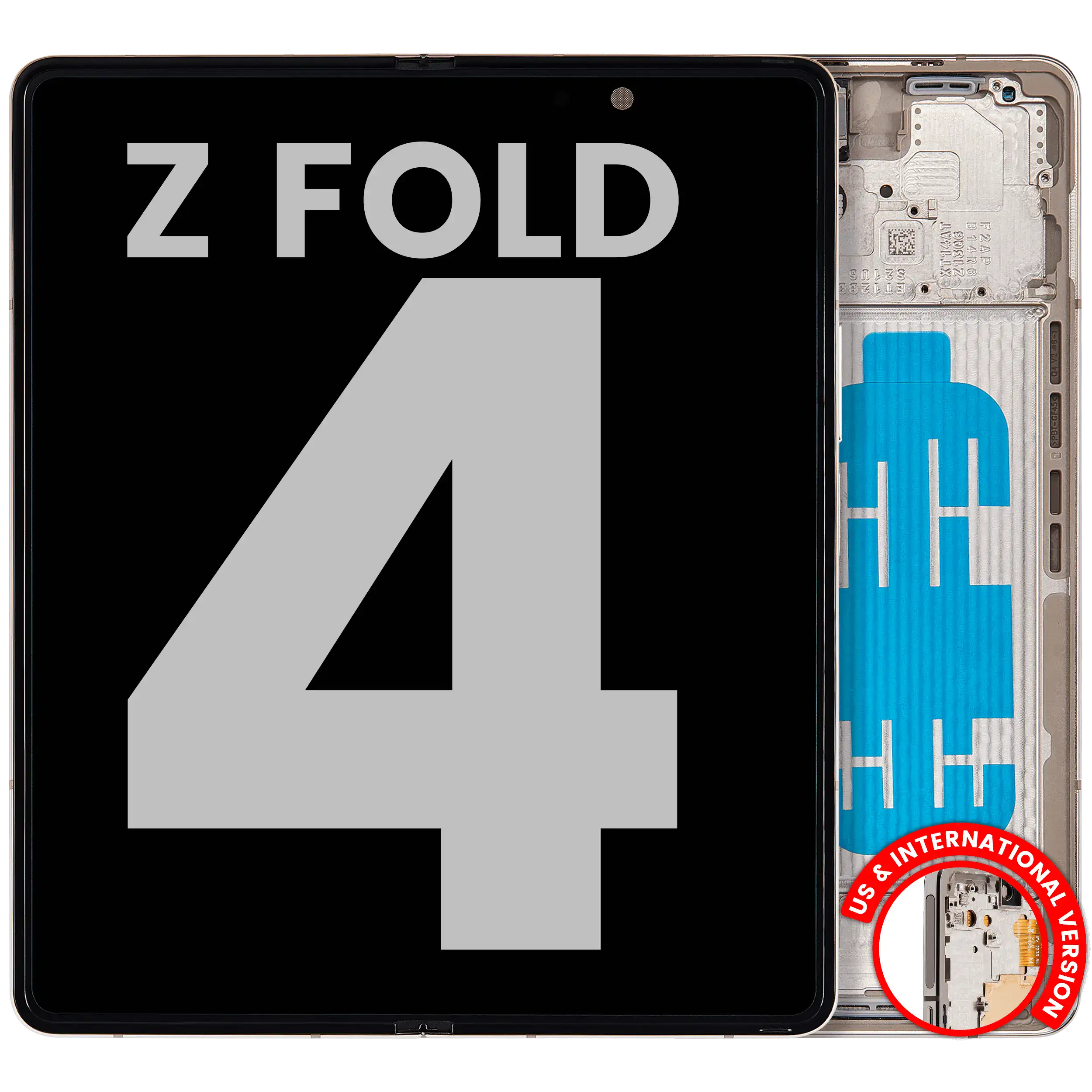 Internal OLED Display with Frame for Samsung Galaxy Z Fold 4 5G (US & International) (Used OEM Pull, B/C Quality) (Beige)