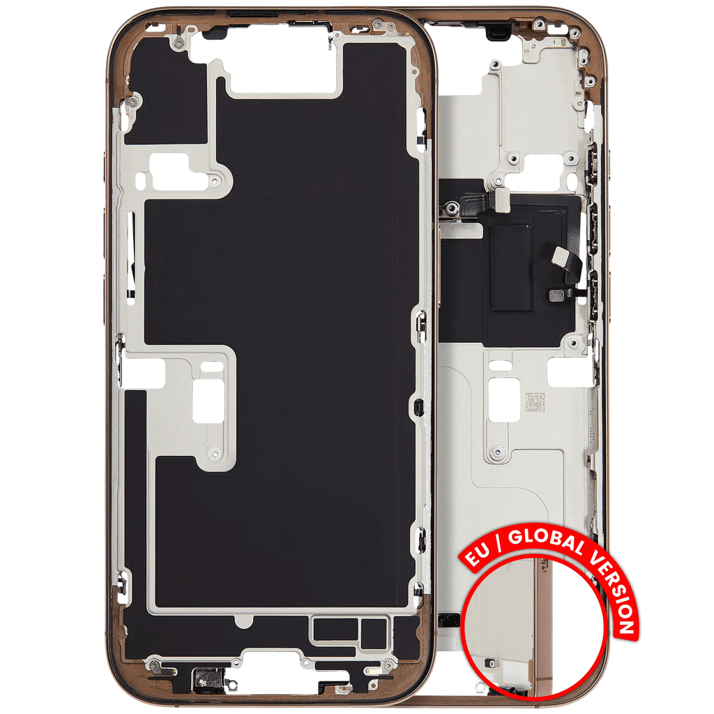 Midframe/Frame with Small Parts for iPhone 16 Pro (EU/Global Version) (used OEM removal, Quality A) (Desert Titanium)