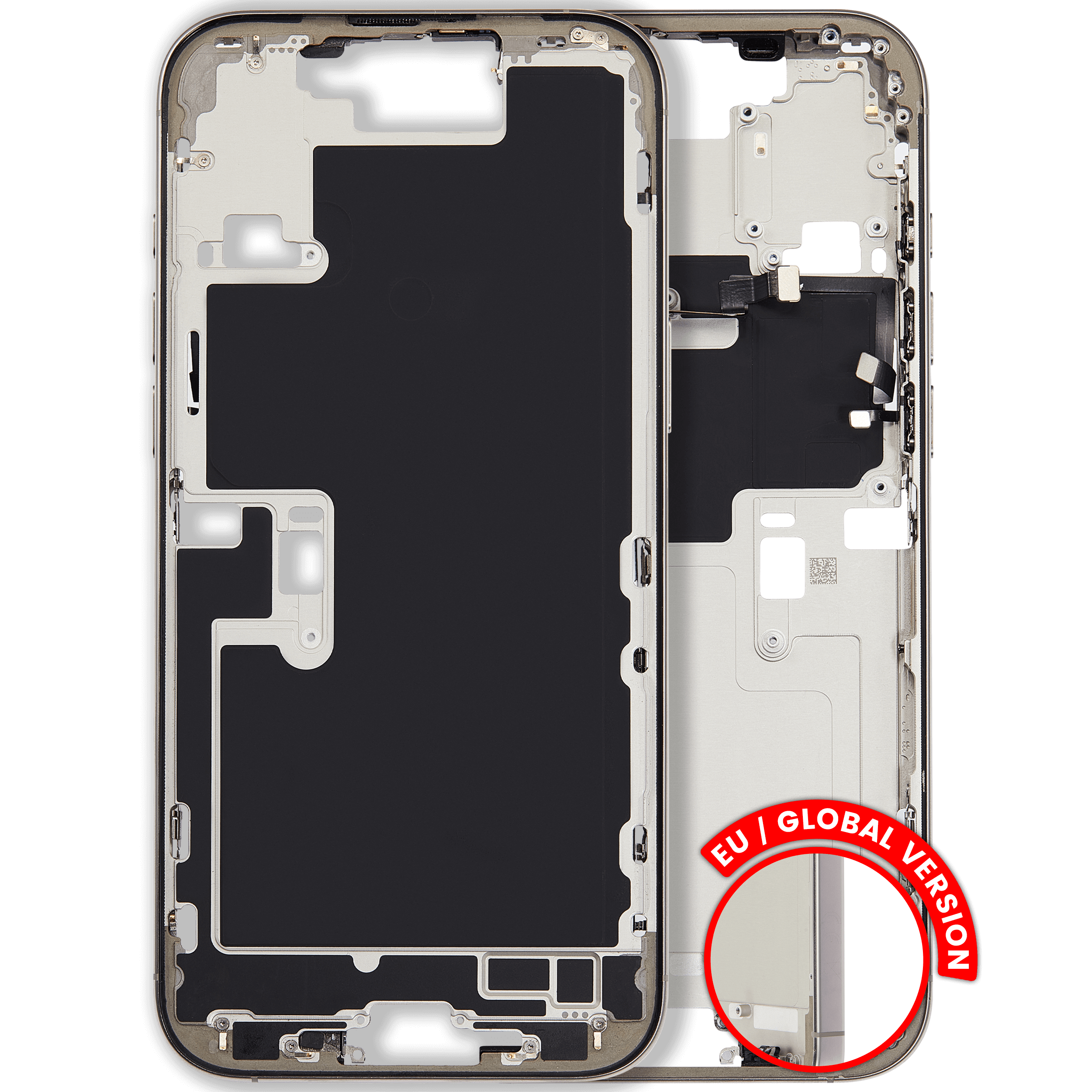 Midframe/Frame with Small Parts for iPhone 16 Pro Max (EU / Global Version) (Used OEM, Grade A) (Desert Titanium)