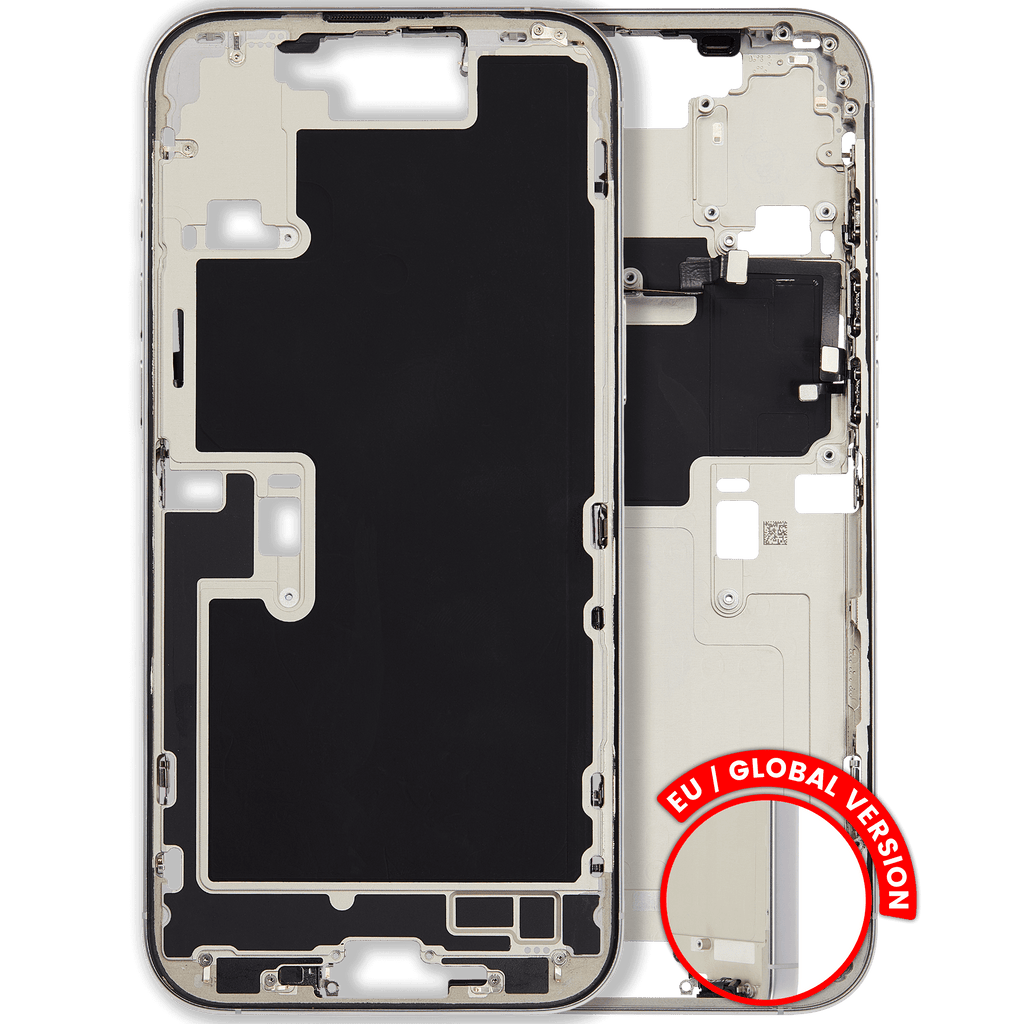 Midframe/Frame with Small Parts for iPhone 16 Pro Max (EU/Global Version) (Used OEM Disassembly, Quality A) (White Titanium)