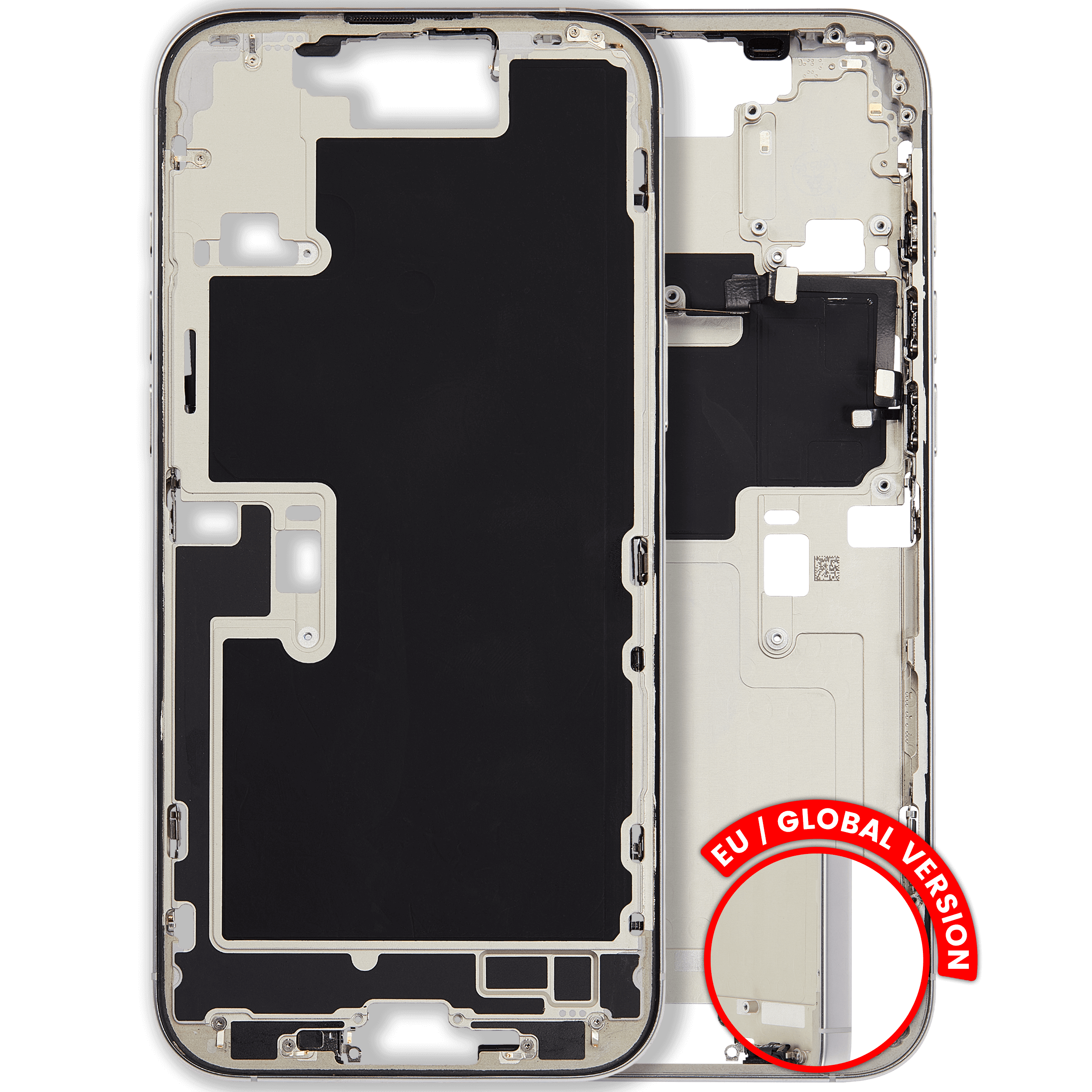 Midframe/Frame with Small Parts for iPhone 16 Pro Max (EU/Global Version) (Used OEM Disassembly, Quality A) (White Titanium)