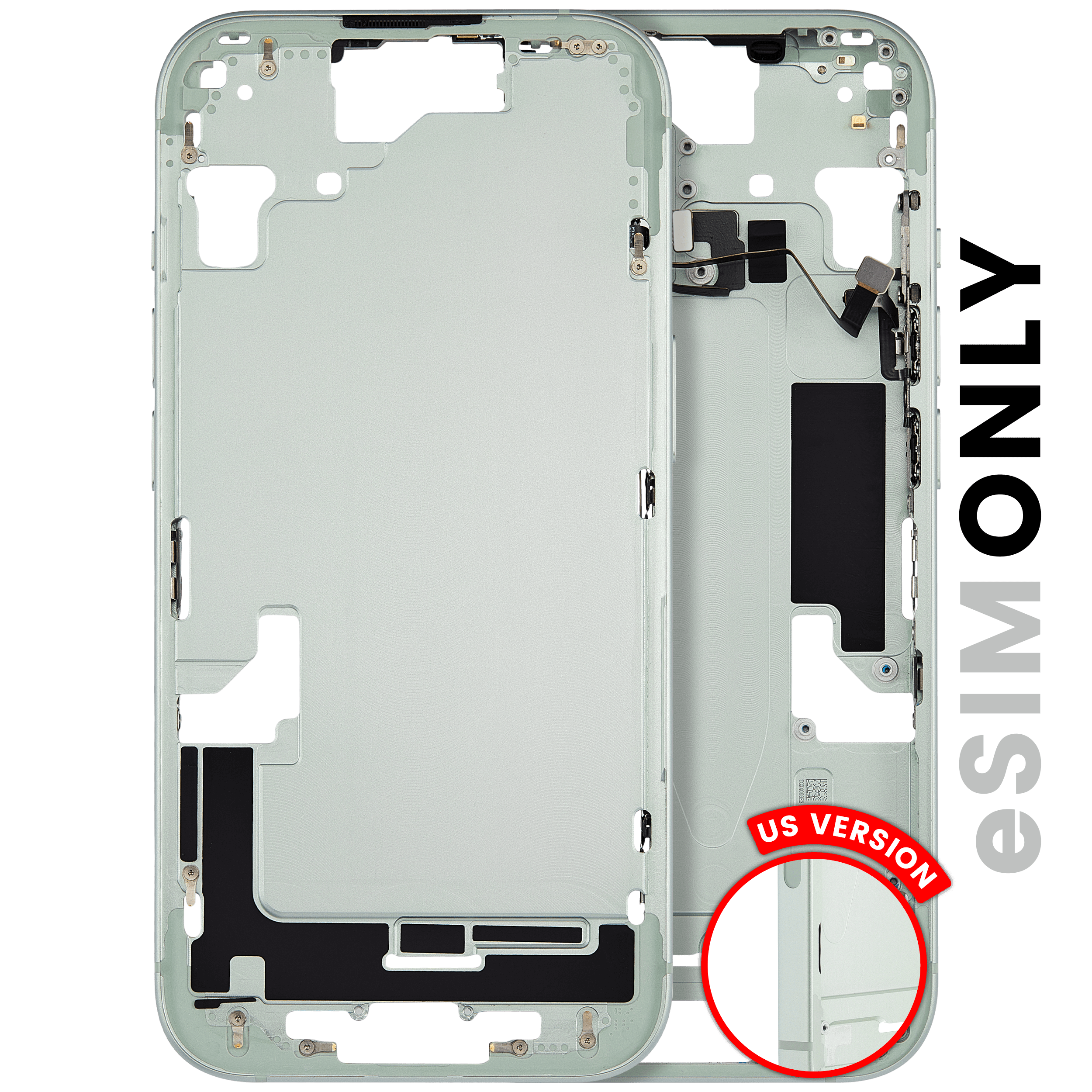 Mittelgehäuse mit Kleinteilen iPhone 15 US Grün OEM Pull B