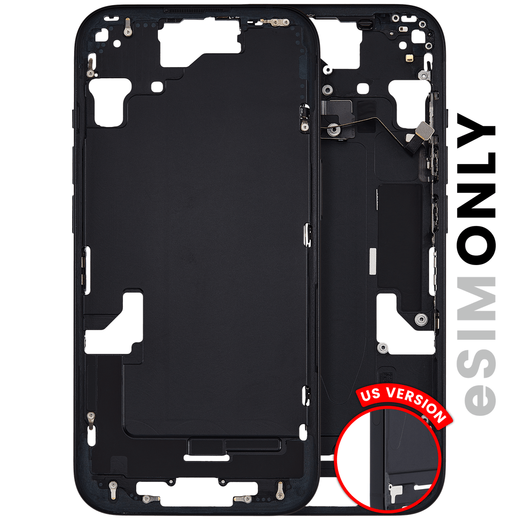 Mid-Frame Gehäuse mit Kleinteilen für iPhone 15 (US-Version) – OEM Pull (gebraucht) Klasse A – Schwarz