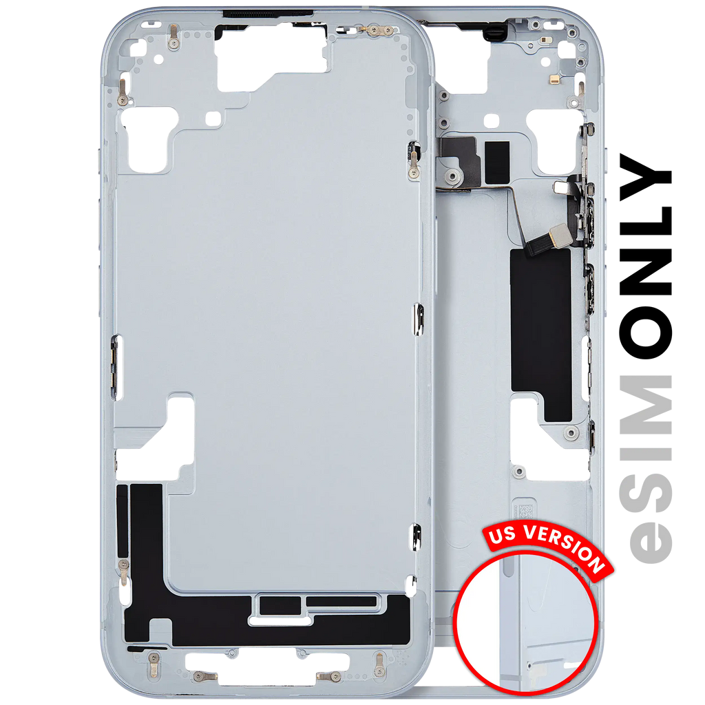 Midframe/Frame with Small Parts for iPhone 15 (US Version) (Used OEM Pull, Quality A) (Blue)
