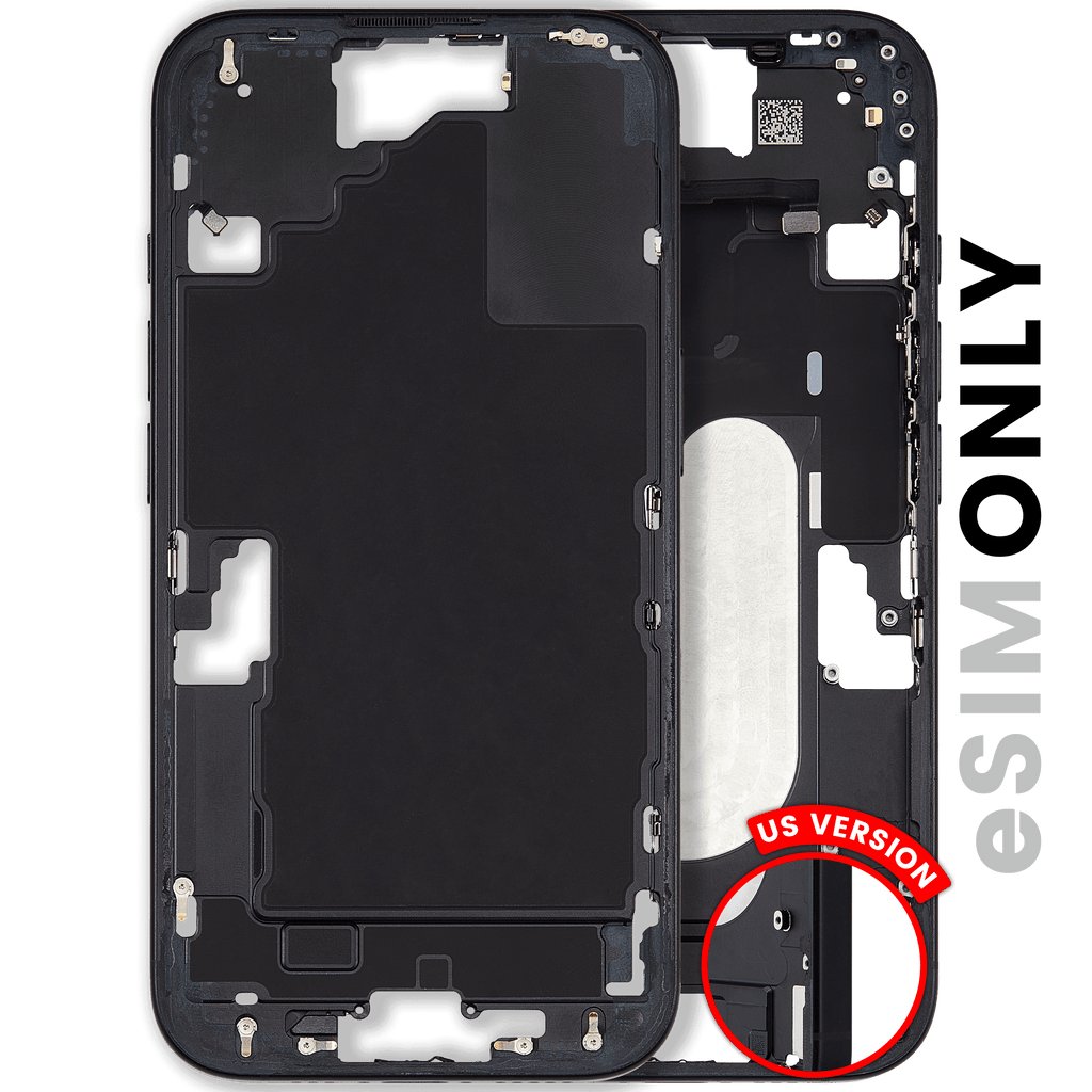 Midframe/Frame with Small Parts for iPhone 16 (US Version, Used OEM Pull, Grade A, Black)