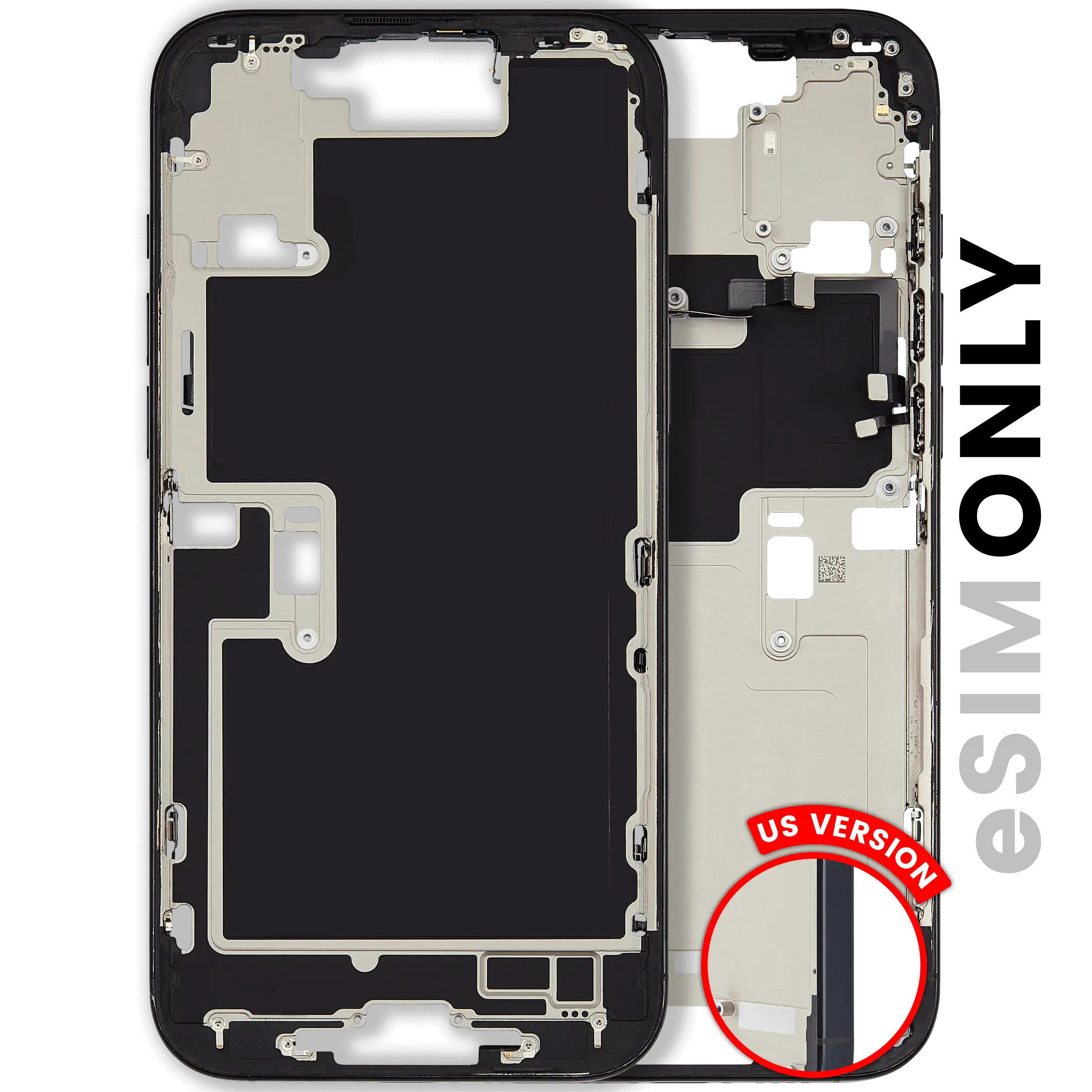 Midframe/Frame with small parts for iPhone 16 Pro Max (US Version) (used OEM pull, Quality A) (Black Titanium)