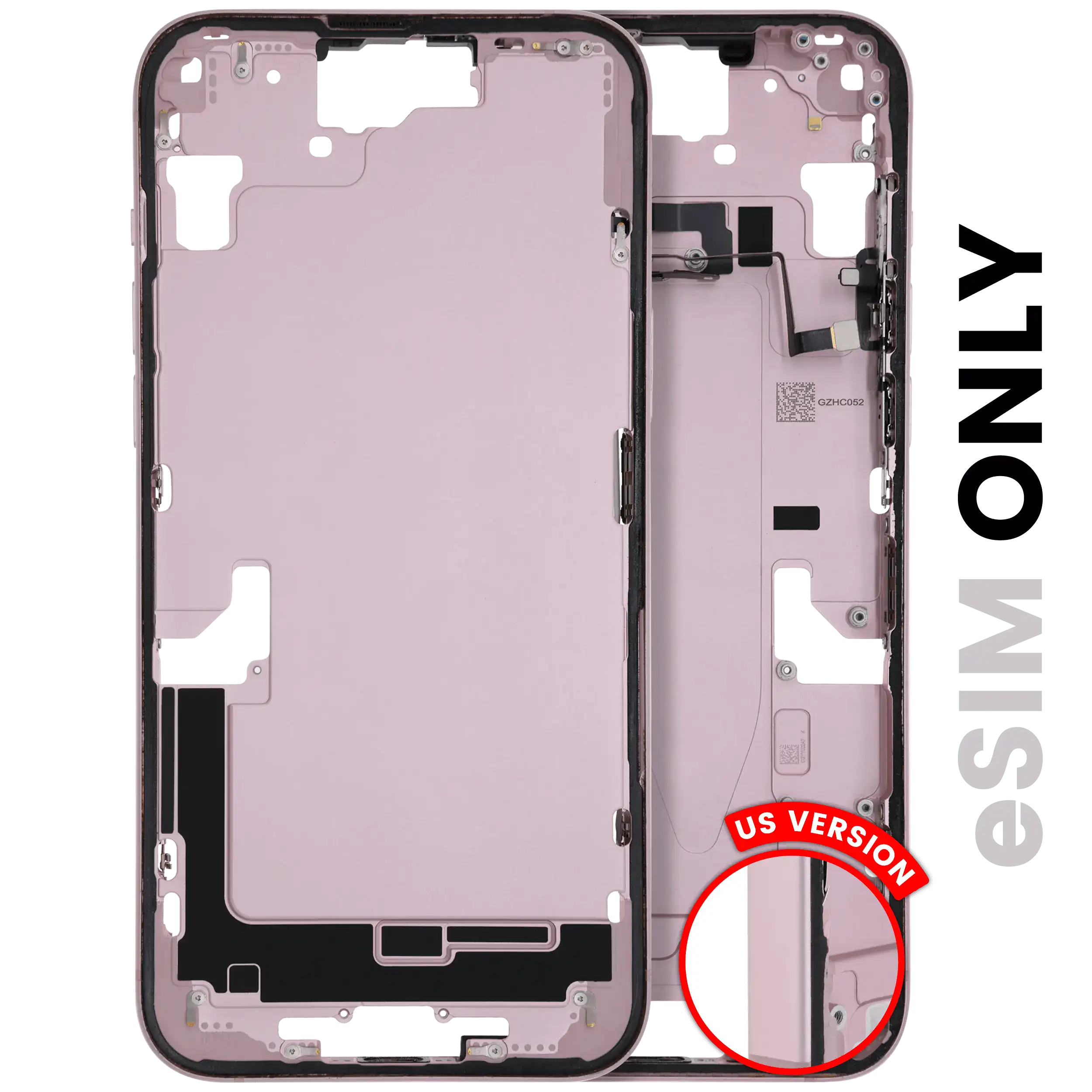 Midframe/Frame with Small Parts for iPhone 15 Plus (US Version) (Used OEM Disassembly, Grade C) (Pink)
