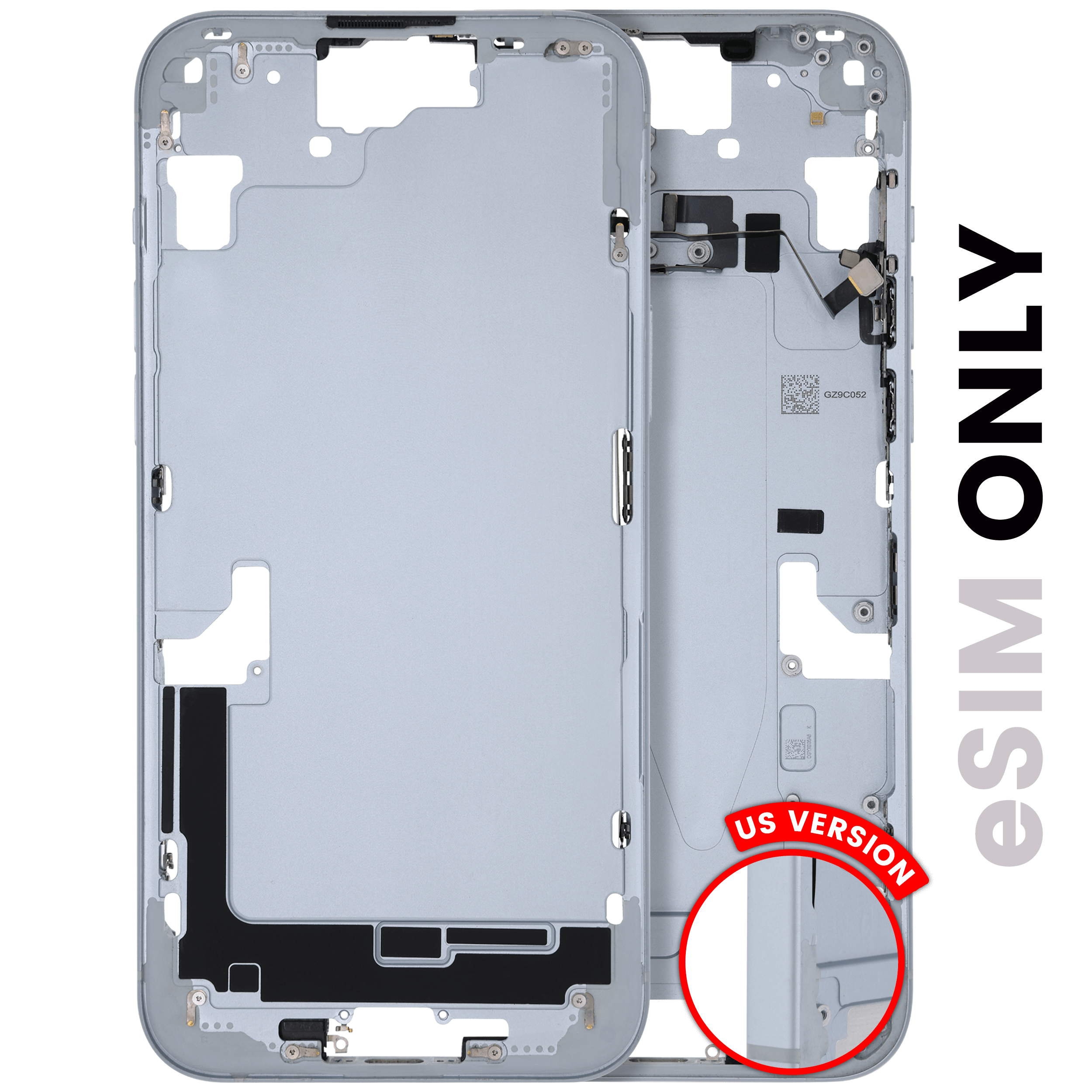 Midframe/Frame with Small Parts for iPhone 15 Plus (US Version) (Used OEM Pull, Grade A) (Blue)