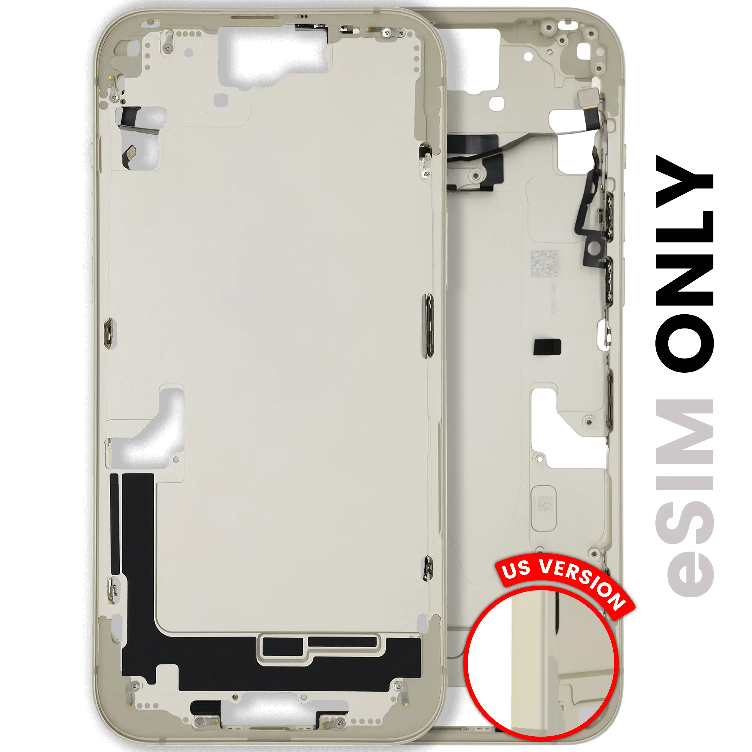 Midframe/Frame with Small Parts for iPhone 15 Plus (US Version), Yellow, Used OEM Pull, Grade A