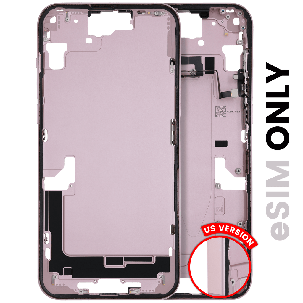 Midframe/Frame with Small Parts for iPhone 15 Plus (US Version) (Used OEM Pull, Grade A) (Pink)