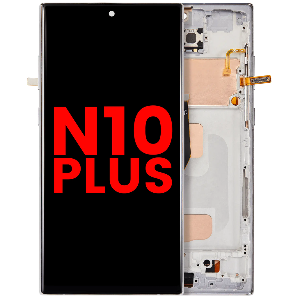LCD Display with Frame (without Fingerprint Sensor) for Samsung Galaxy Note 10 Plus (Aftermarket Plus: Incell) (Aura White)