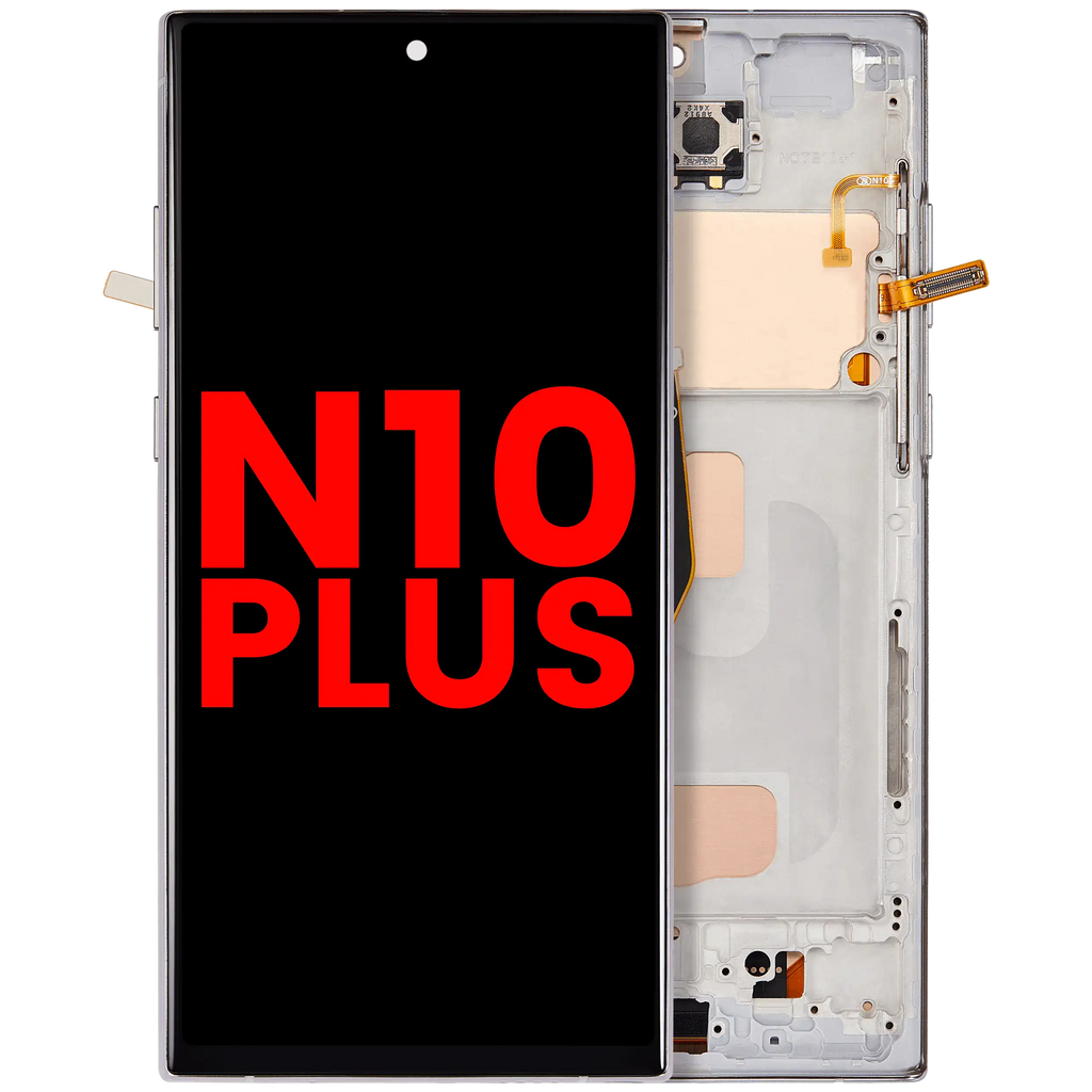 LCD Display with Frame (No Fingerprint Sensor) for Samsung Galaxy Note 10 Plus (Aftermarket Plus: Incell) (Aura Glow / Silver)