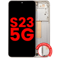 OLED-Display mit Rahmen für Samsung Galaxy S23 5G Creme Aftermarket Plus