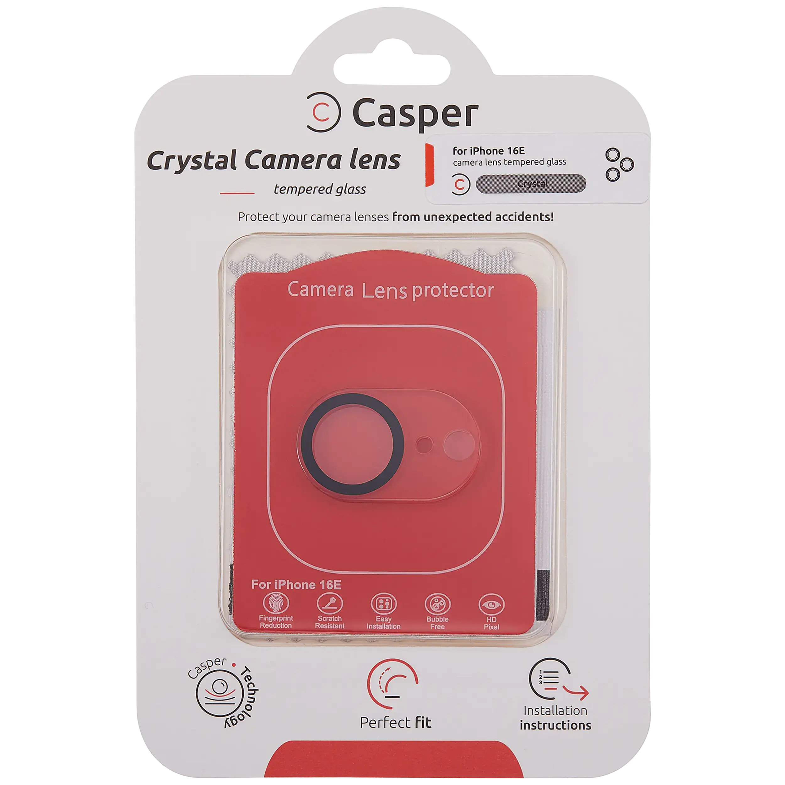 Casper Camera Lens Protector for iPhone 16e (Crystal Full Cover)
