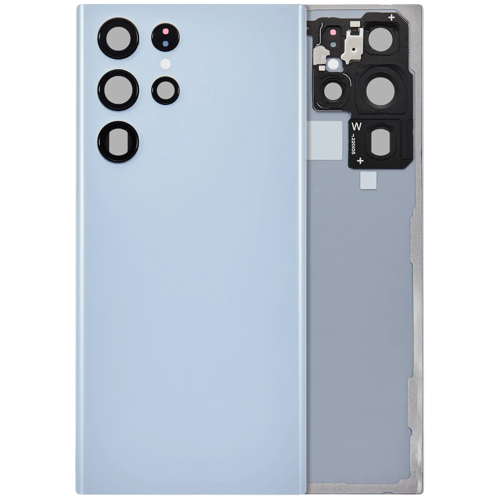 Backcover Glass mit Camera Lens für Samsung Galaxy S22 Ultra 5G (ohne Logo) (Aftermarket Plus) (Sky Blue)