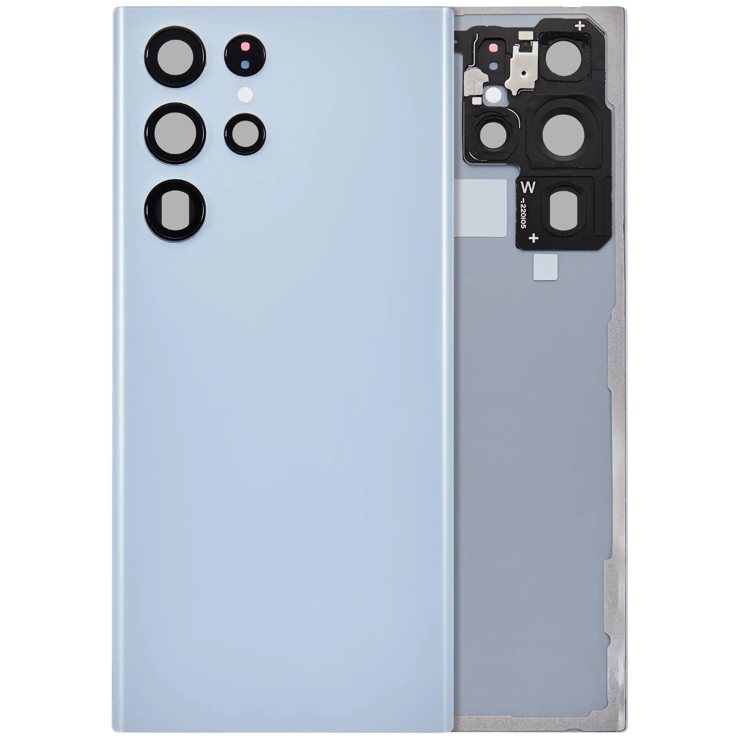 Backcover Glass mit Camera Lens für Samsung Galaxy S22 Ultra 5G (ohne Logo) (Aftermarket Plus) (Sky Blue)