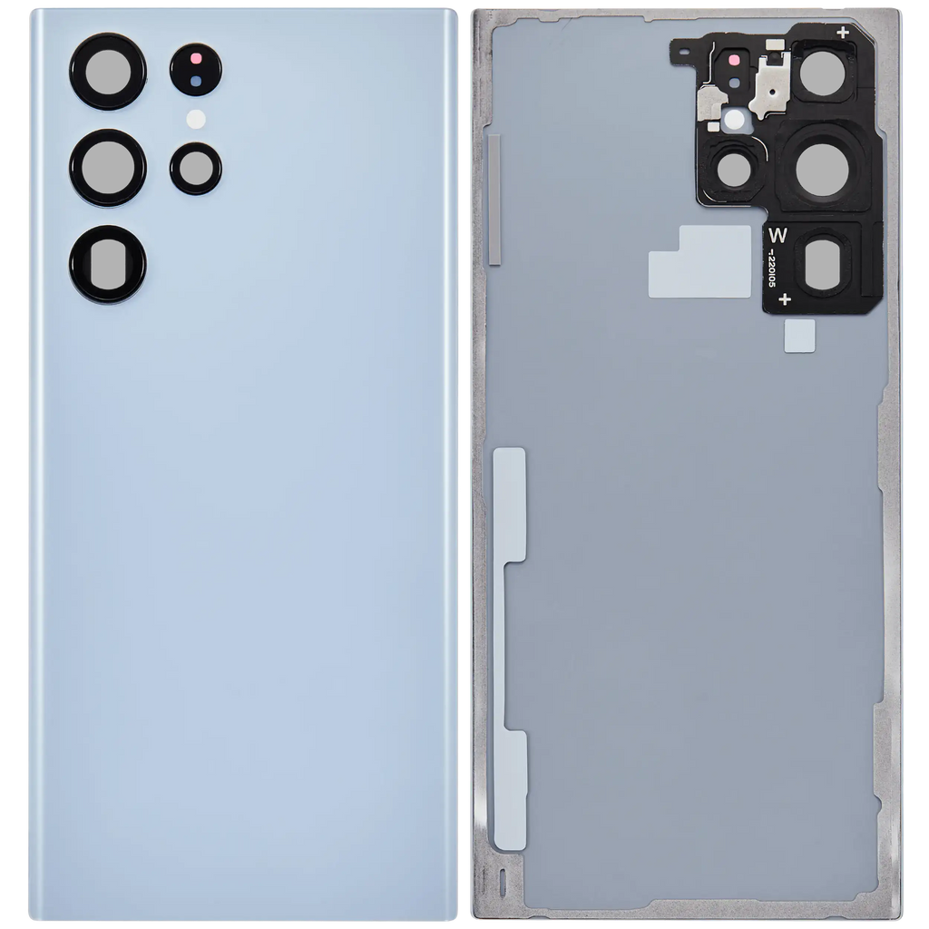 Backcover Glass mit Camera Lens für Samsung Galaxy S22 Ultra 5G (ohne Logo) (Aftermarket Plus) (Sky Blue)