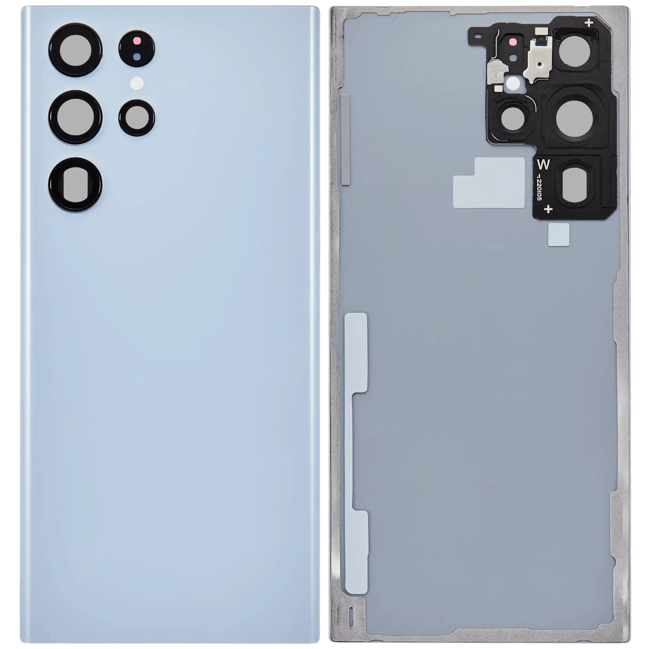 Backcover Glass mit Camera Lens für Samsung Galaxy S22 Ultra 5G (ohne Logo) (Aftermarket Plus) (Sky Blue)