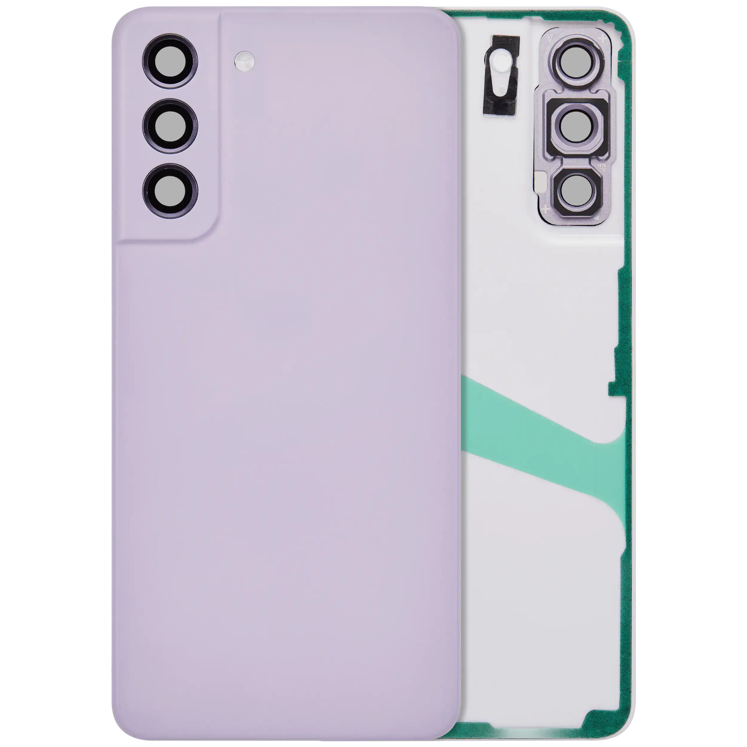 Backcover Glass mit Camera Lens für Samsung Galaxy S21 FE 5G (ohne Logo) (Aftermarket Plus) (Lavender)