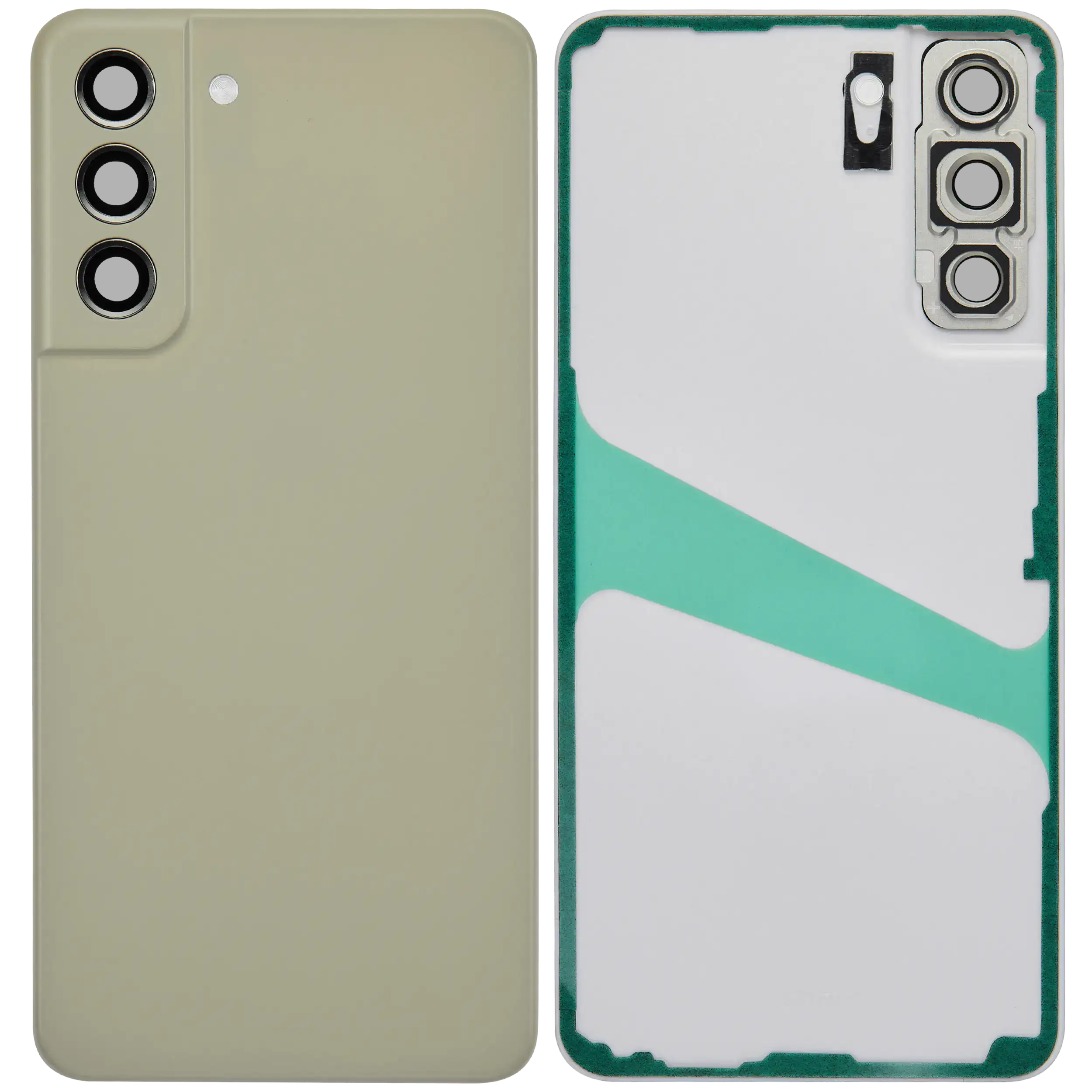 Backcover Glass mit Camera Lens für Samsung Galaxy S21 FE 5G (ohne Logo) (Aftermarket Plus) (Olive)