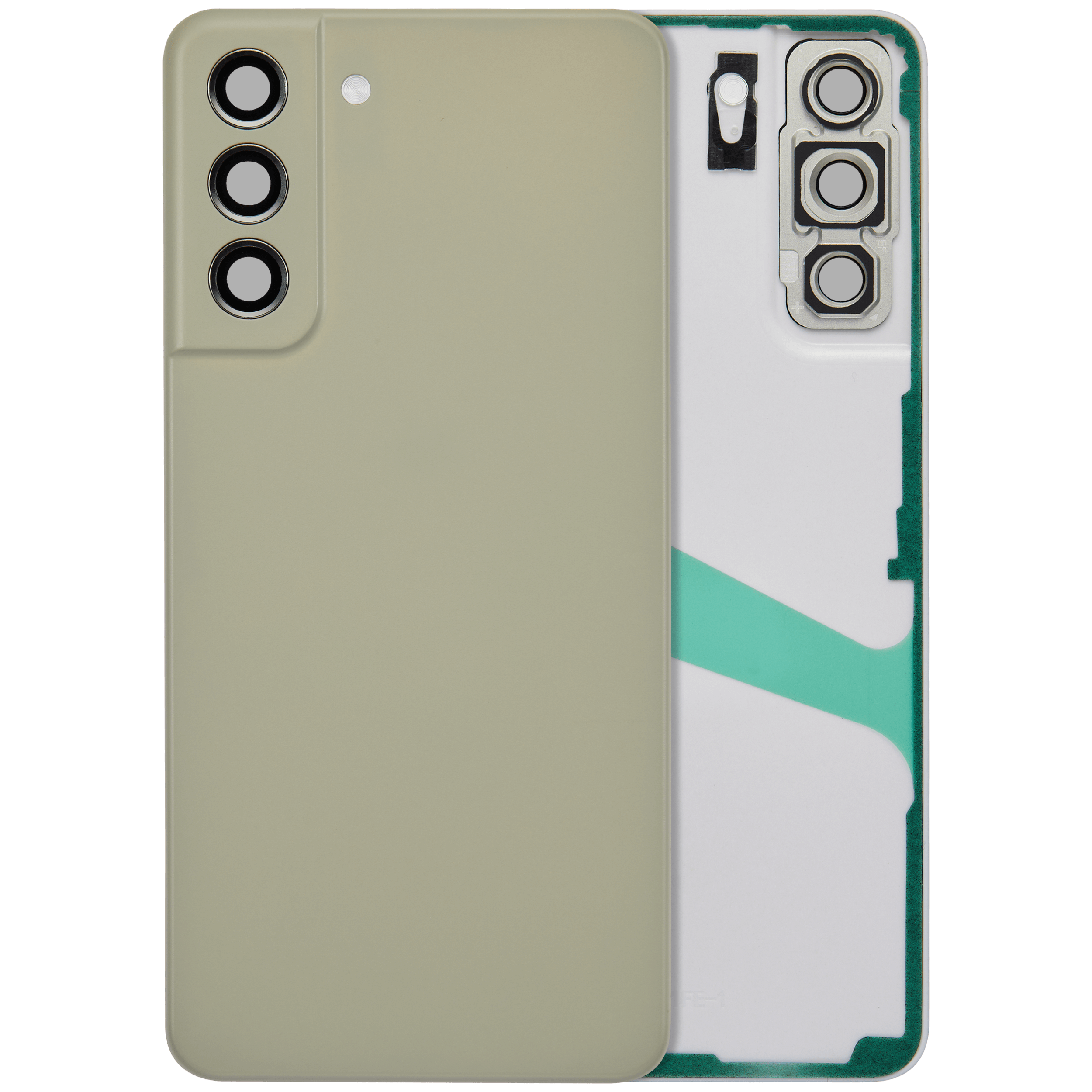 Backcover Glass mit Camera Lens für Samsung Galaxy S21 FE 5G (ohne Logo) (Aftermarket Plus) (Olive)
