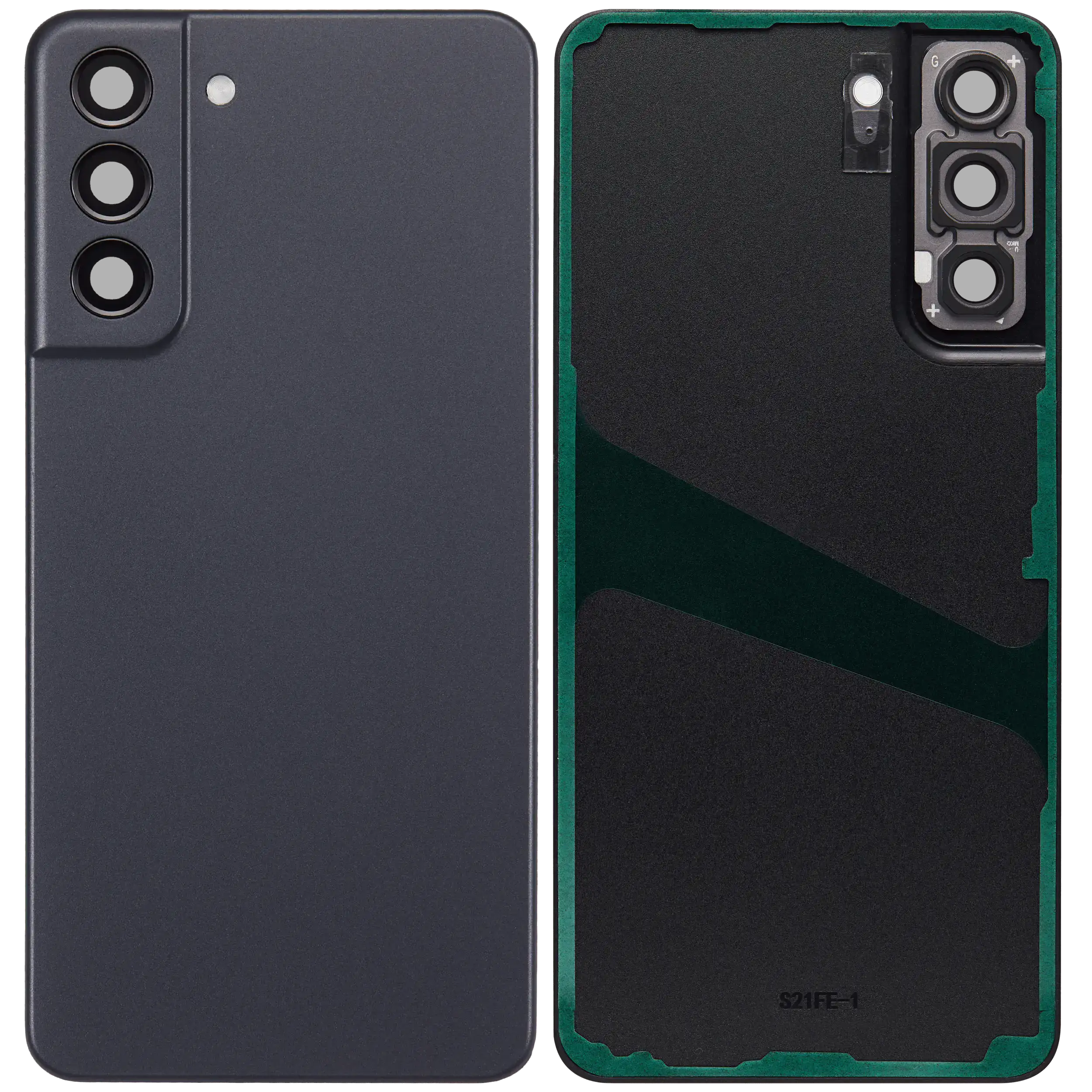 Backcover Glass mit Camera Lens für Samsung Galaxy S21 FE 5G (ohne Logo) (Aftermarket Plus) (Graphite)
