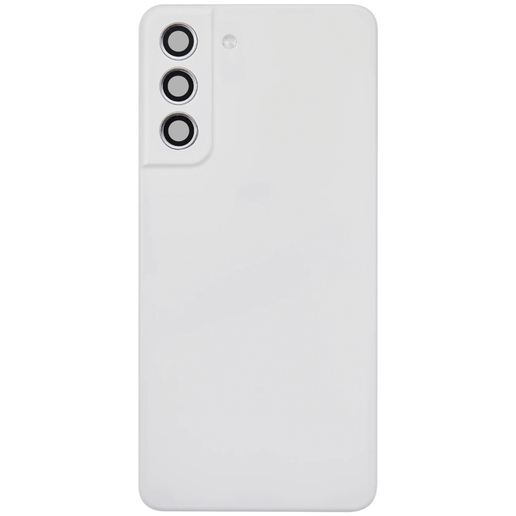 Backcover Glass mit Camera Lens für Samsung Galaxy S21 FE 5G (ohne Logo) (Aftermarket Plus) (Weiß)