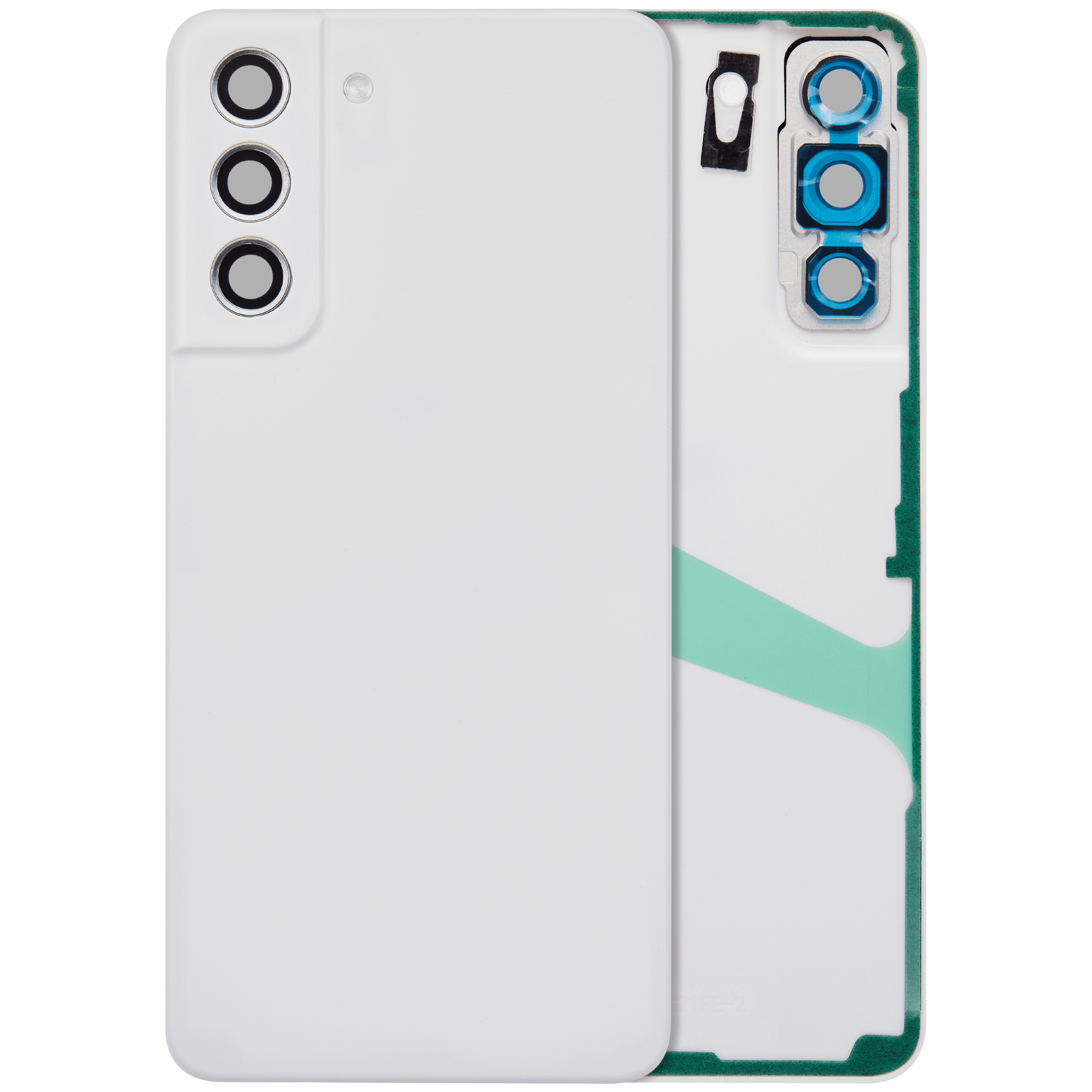 Backcover Glass mit Camera Lens für Samsung Galaxy S21 FE 5G (ohne Logo) (Aftermarket Plus) (Weiß)