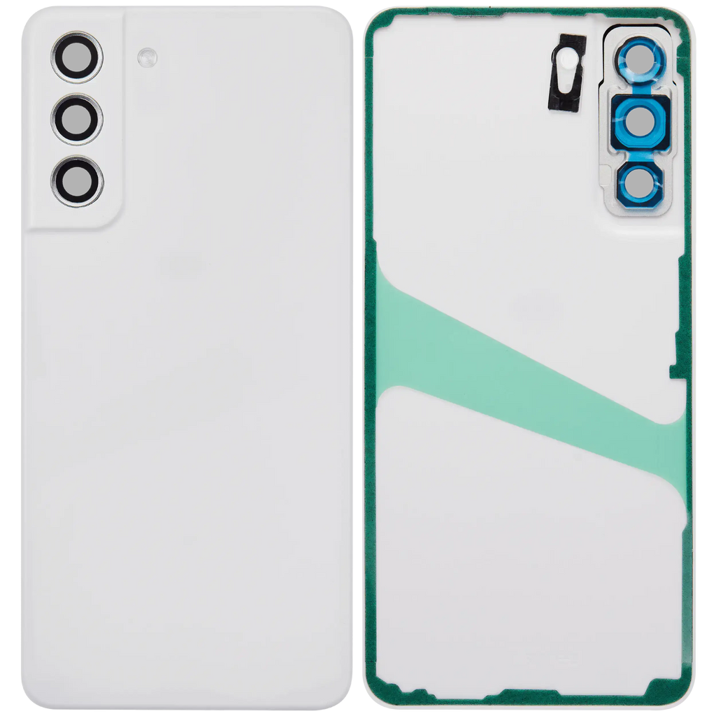 Backcover Glass mit Camera Lens für Samsung Galaxy S21 FE 5G (ohne Logo) (Aftermarket Plus) (Weiß)
