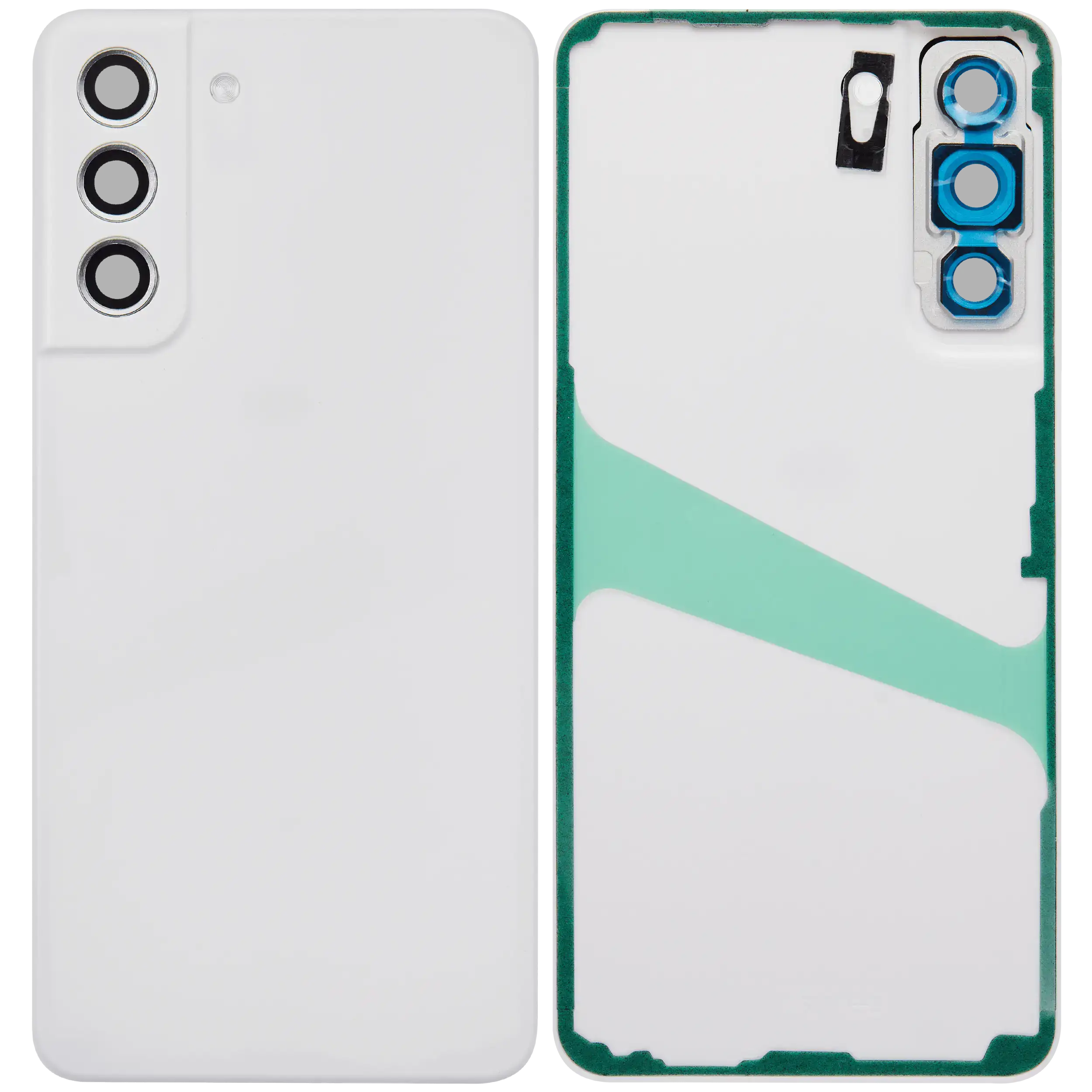 Backcover Glass mit Camera Lens für Samsung Galaxy S21 FE 5G (ohne Logo) (Aftermarket Plus) (Weiß)