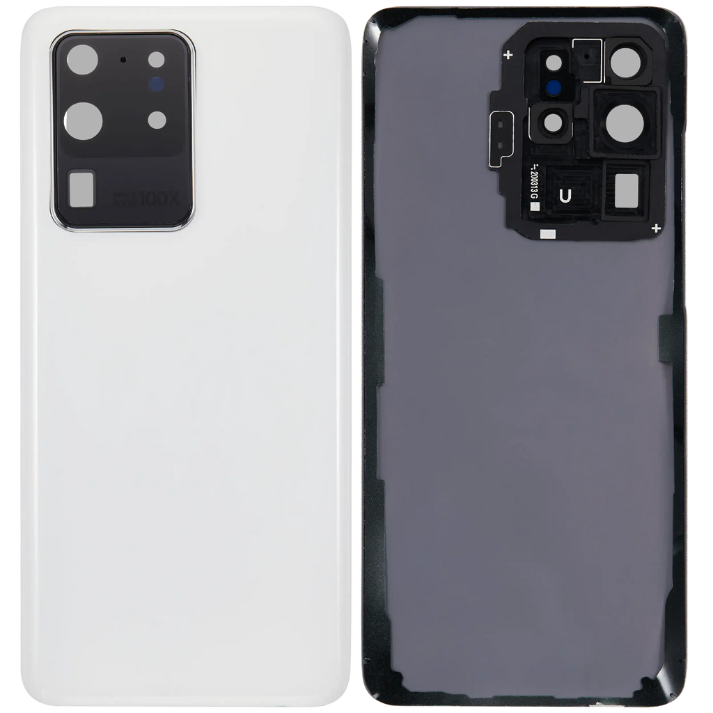 Backcover Glass mit Camera Lens für Samsung Galaxy S20 Ultra 5G (ohne Logo) (Aftermarket Plus) (Cloud White)