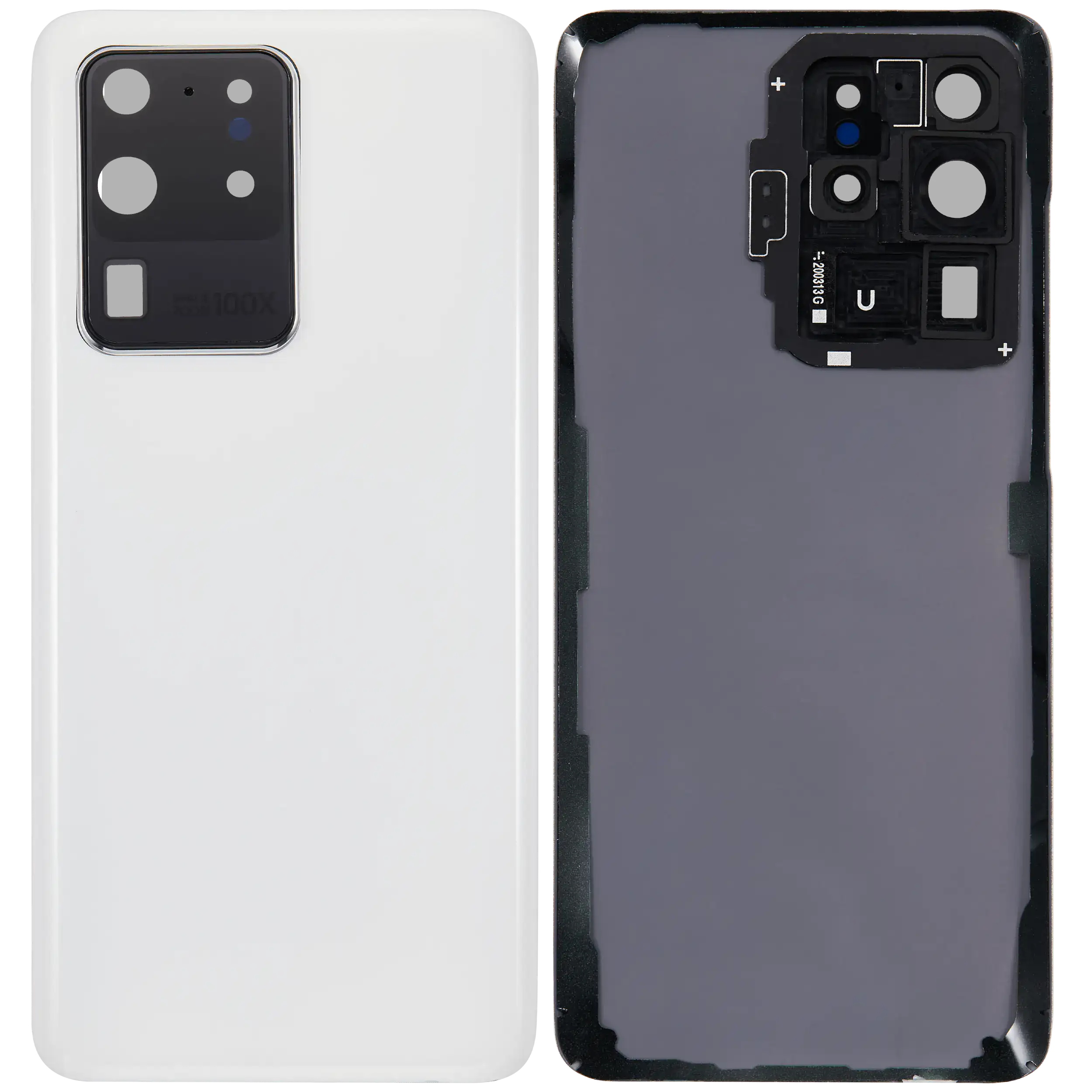 Backcover Glass mit Camera Lens für Samsung Galaxy S20 Ultra 5G (ohne Logo) (Aftermarket Plus) (Cloud White)