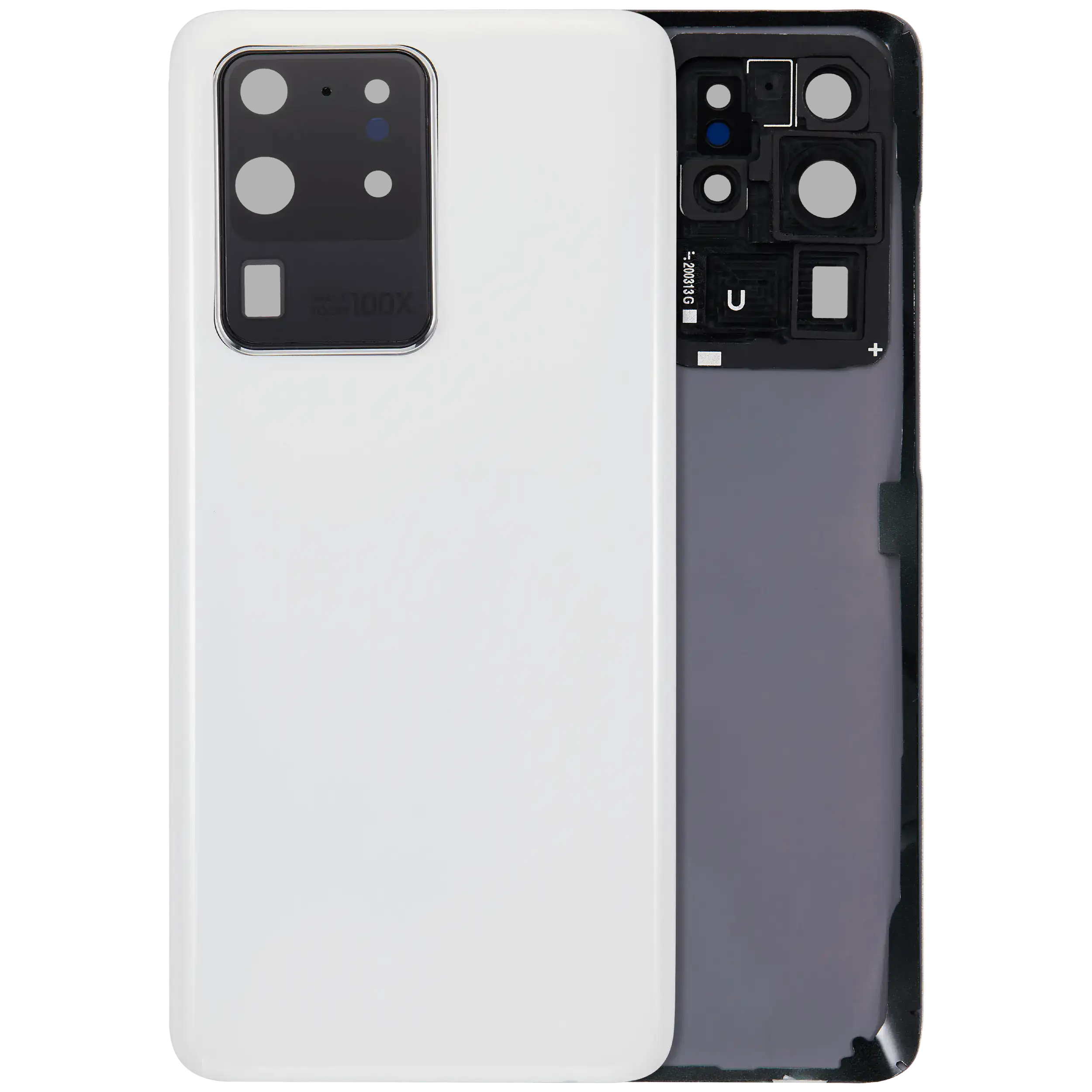 Backcover Glass mit Camera Lens für Samsung Galaxy S20 Ultra 5G (ohne Logo) (Aftermarket Plus) (Cloud White)