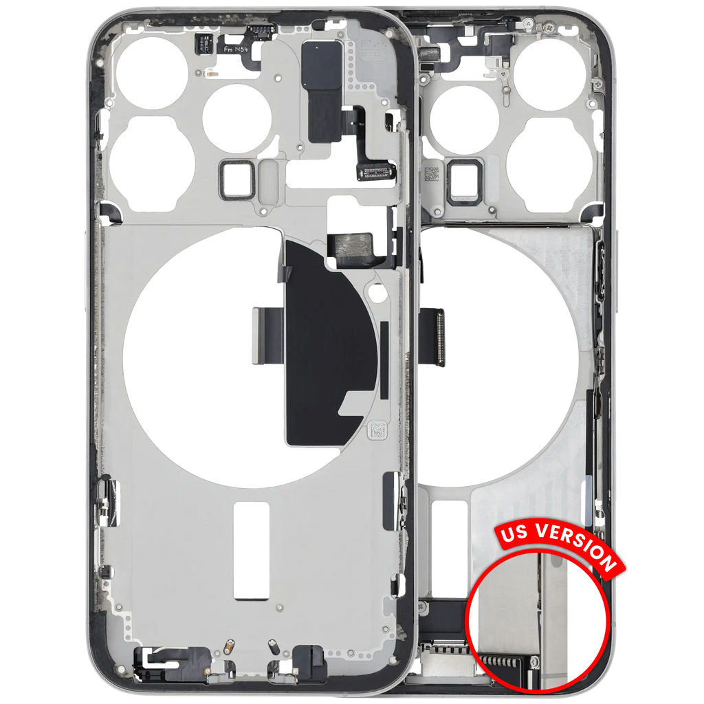 Midframe/Frame with Charging Port Flex and Small Parts for iPhone 15 Pro (US Version) - OEM Pull B (White Titanium)