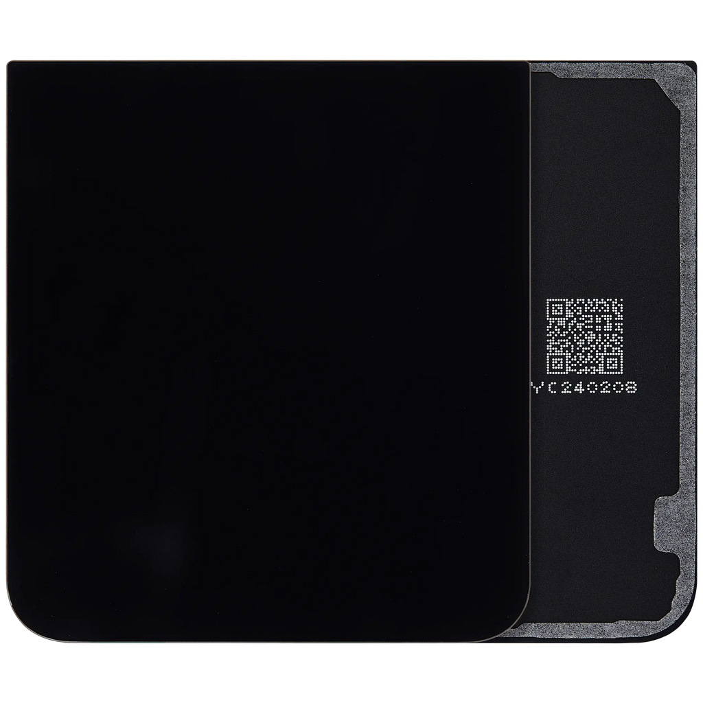 Bottom Backcover Glass für Samsung Galaxy Z Flip 7 FE 5G (F761) (ohne Logo) (Aftermarket Plus) (Schwarz)