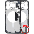 Mittelrahmen-Gehäuse mit Ladebuchse-Flex und Kleinbauteilen für iPhone 15 Pro Max (US-Version) (Used OEM Pull: Grade C) (Blau Titanium)
