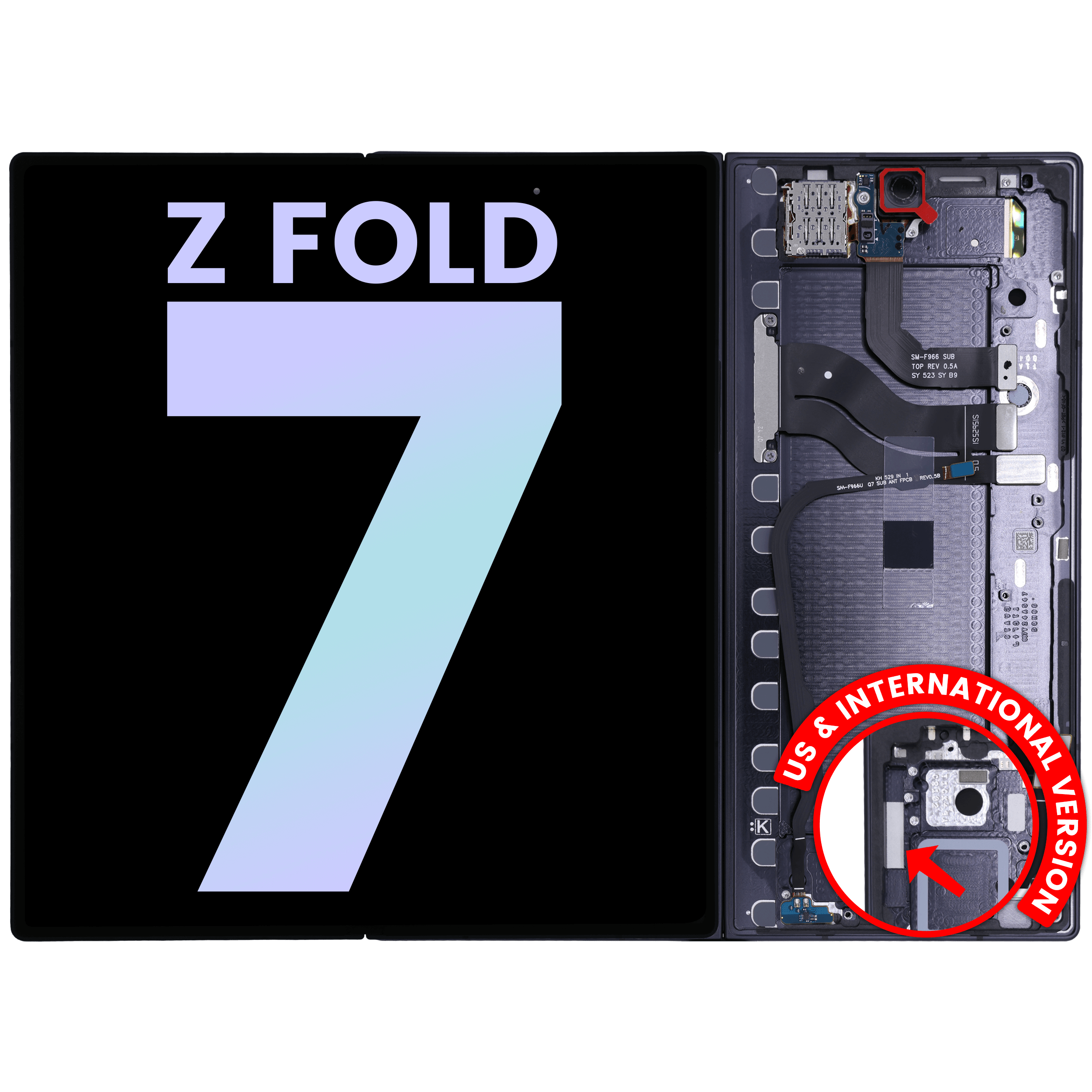 Inneres OLED-Display mit Rahmen für Samsung Z Fold 7 (Service Pack) Jet Black