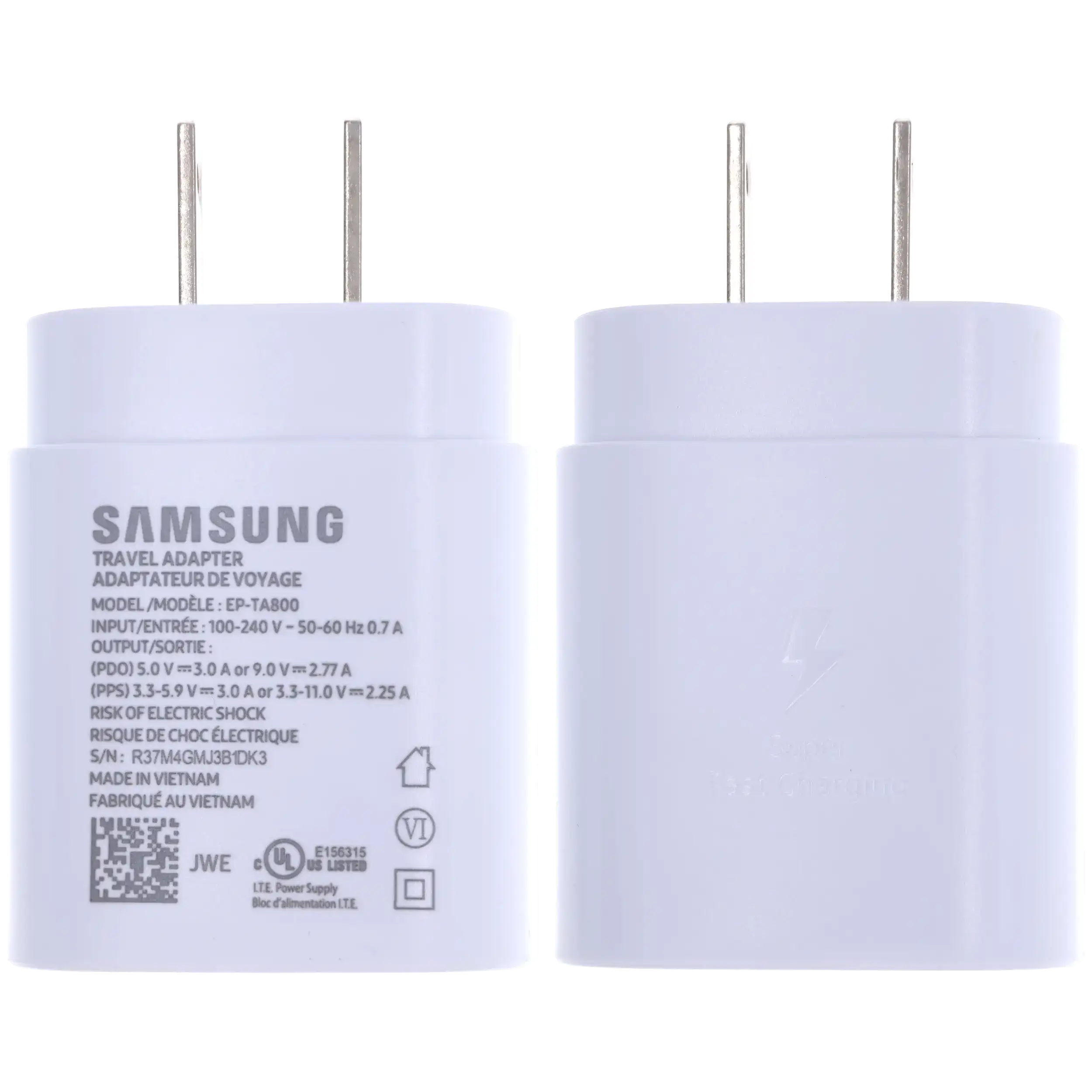 USB Type C Samsung Wall Charger (OEM Quality New) (240V USA) (White)